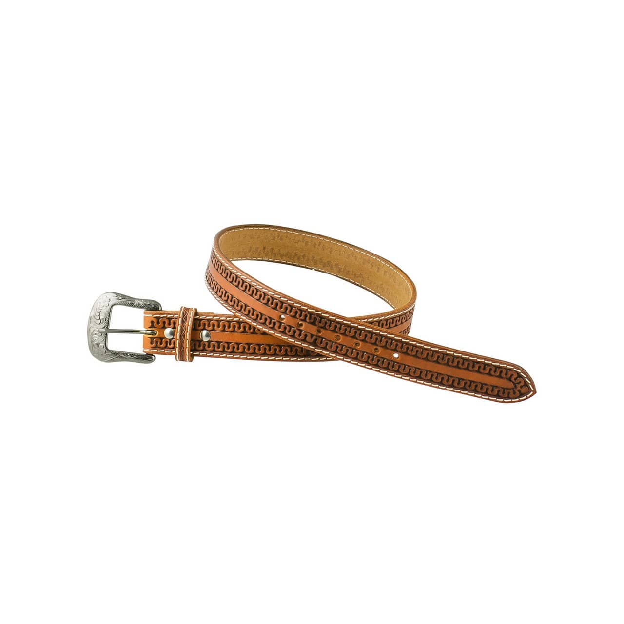 Cintura western in cuoio con lavorazione snake
