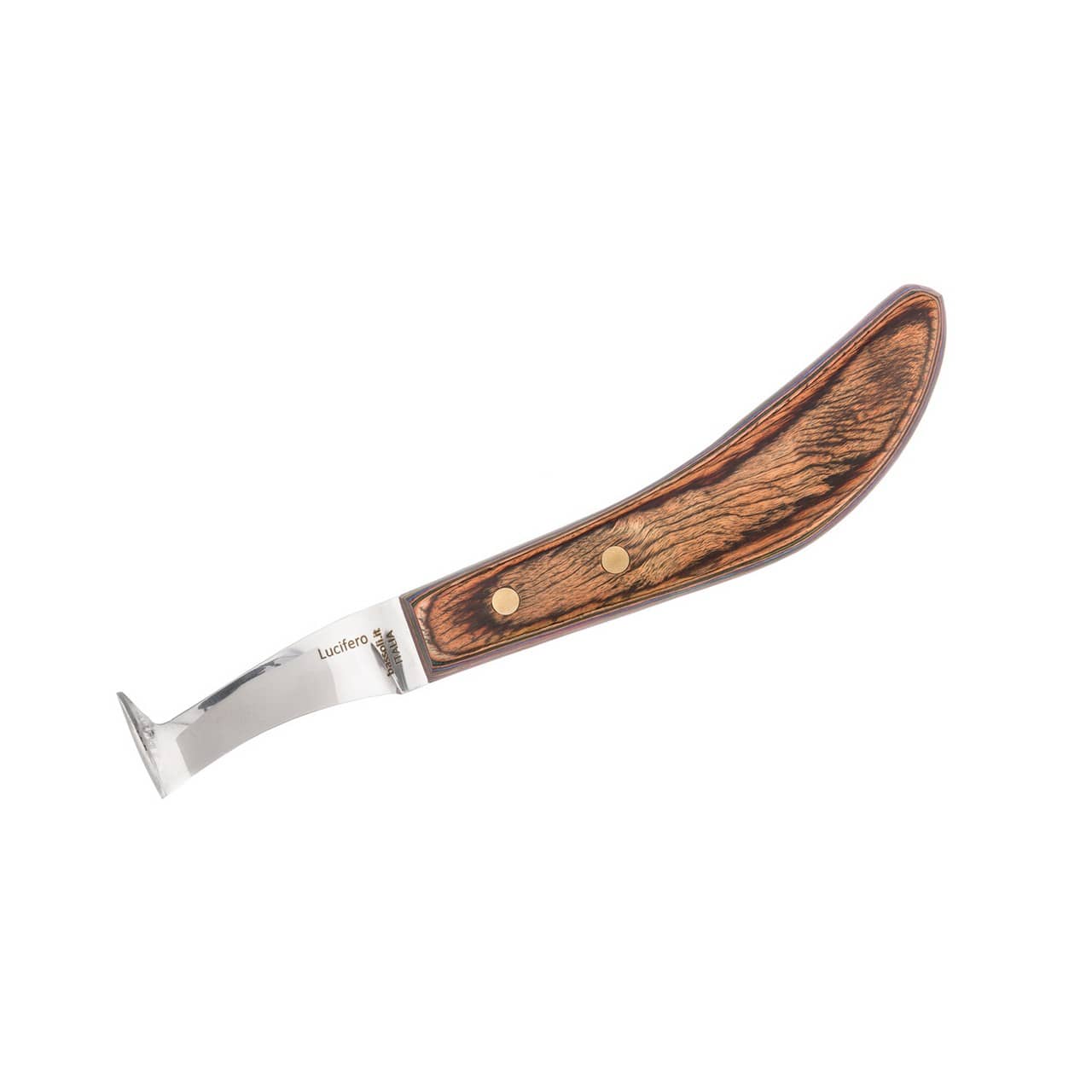 Coltello Lucifero lama curva destra con nettapiedi Bassoli