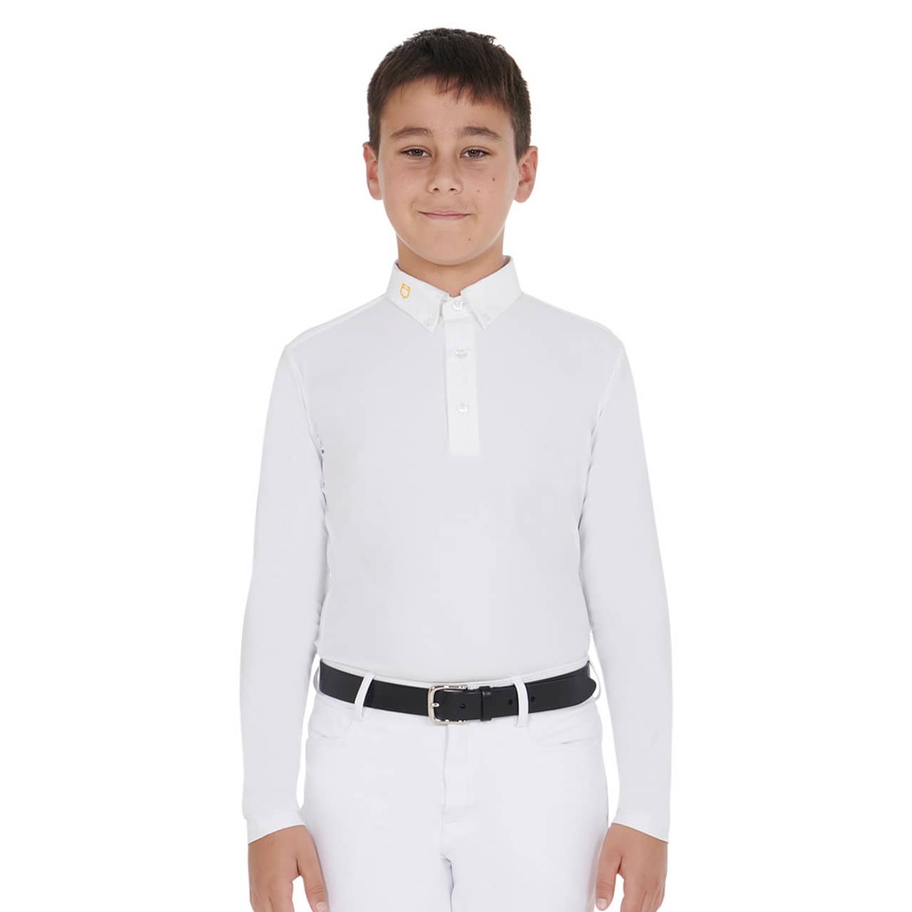 Polo bambino manica lunga in tessuto tecnico felpato