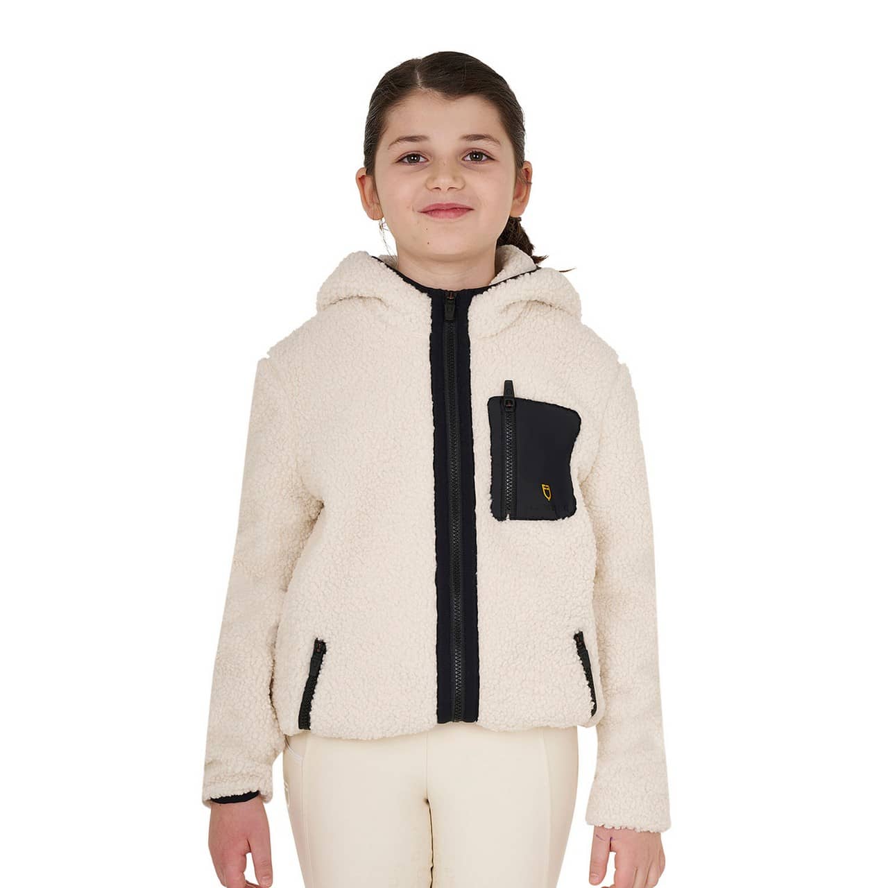 Felpa bambina in pile ricciolo con zip frontale