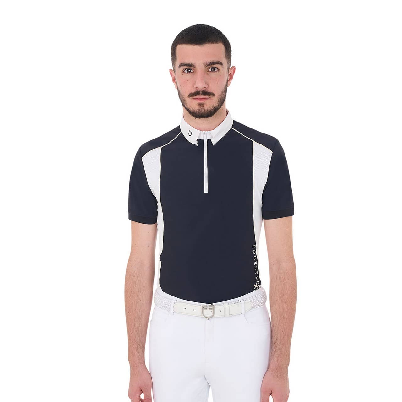 Polo uomo slim fit tessuto tecnico con piping