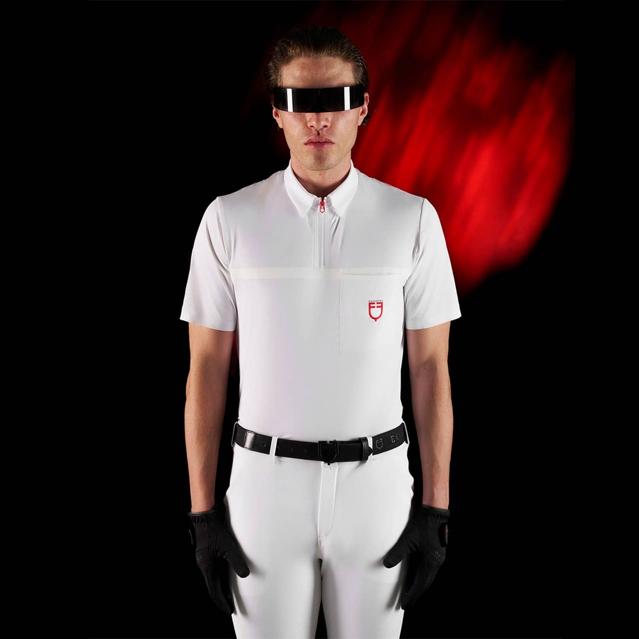 Polo concorso uomo Equestro Ridertechnology manica corta e zip