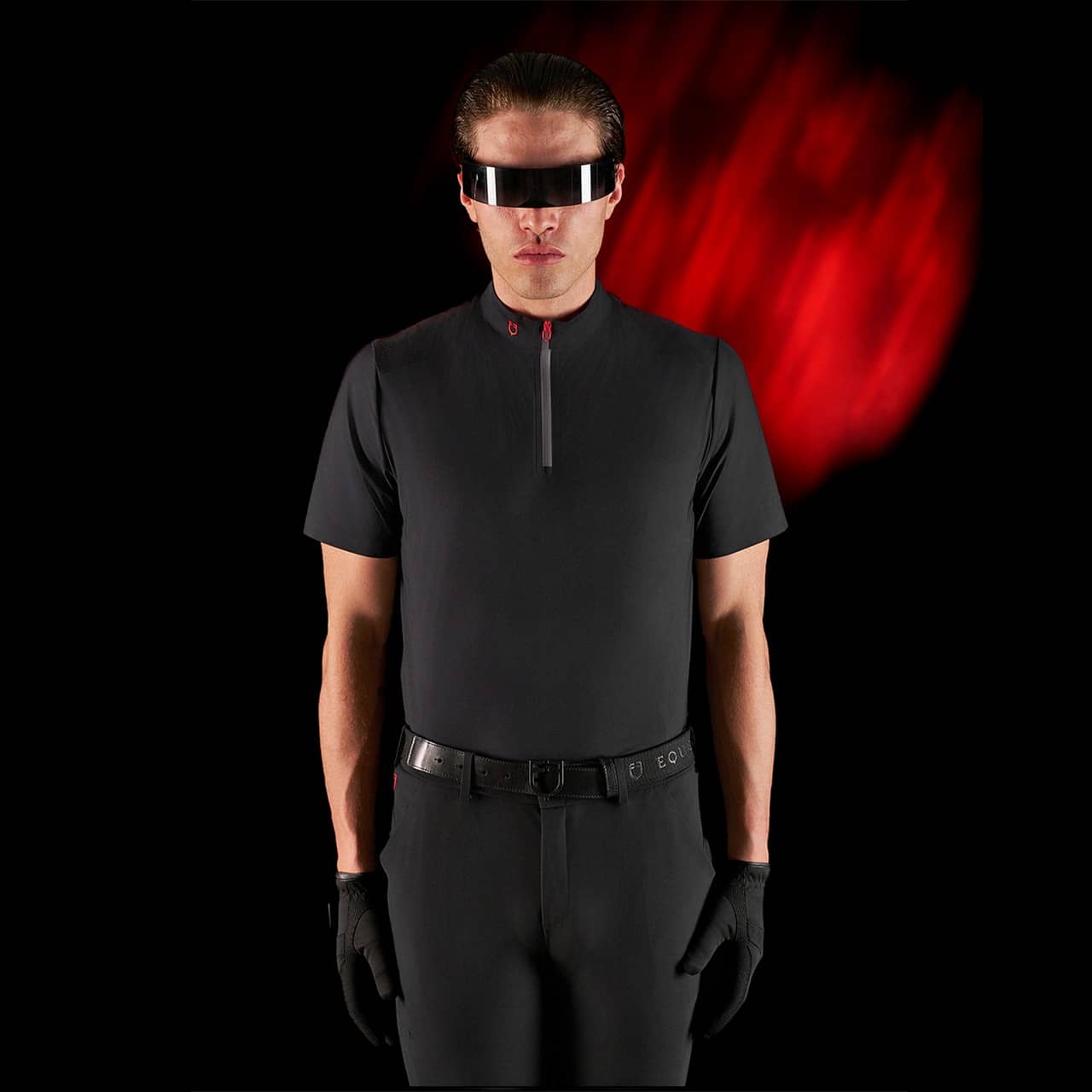 Polo allenamento uomo Equestro Ridertechnology maniche corte e zip (Rif. ETM00176)