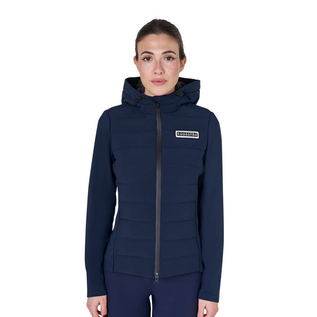 Piumino donna misto tecnico con cappuccio