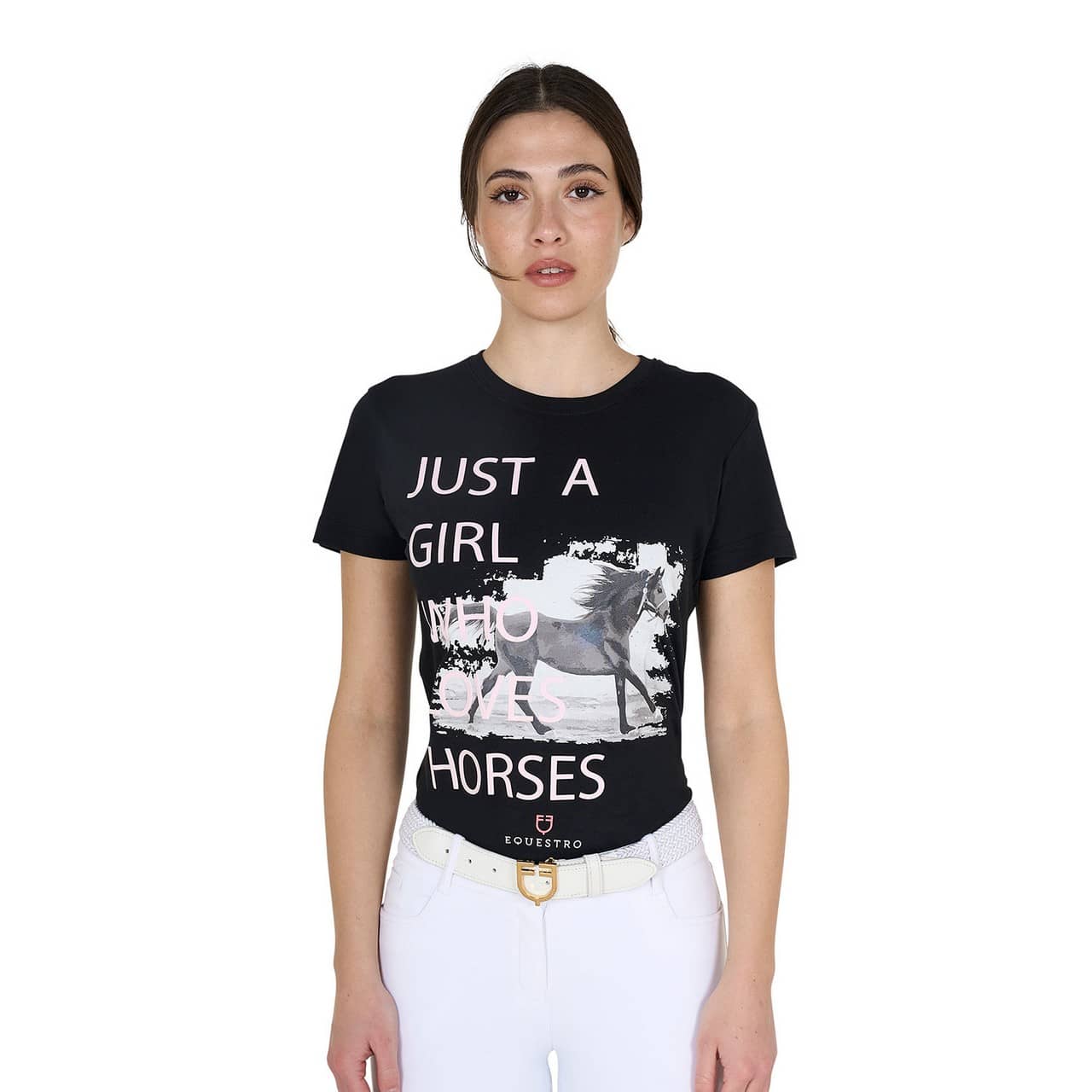 T-shirt da donna in cotone Horse Lover