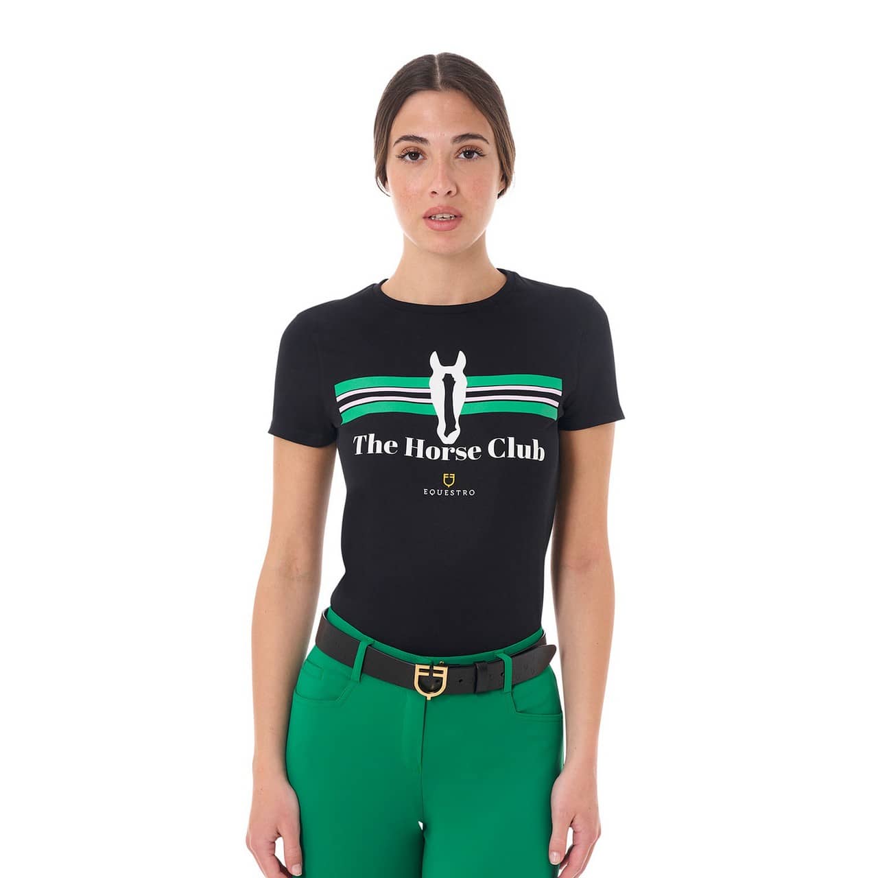 T-shirt donna Stripe Horse Club in cotone