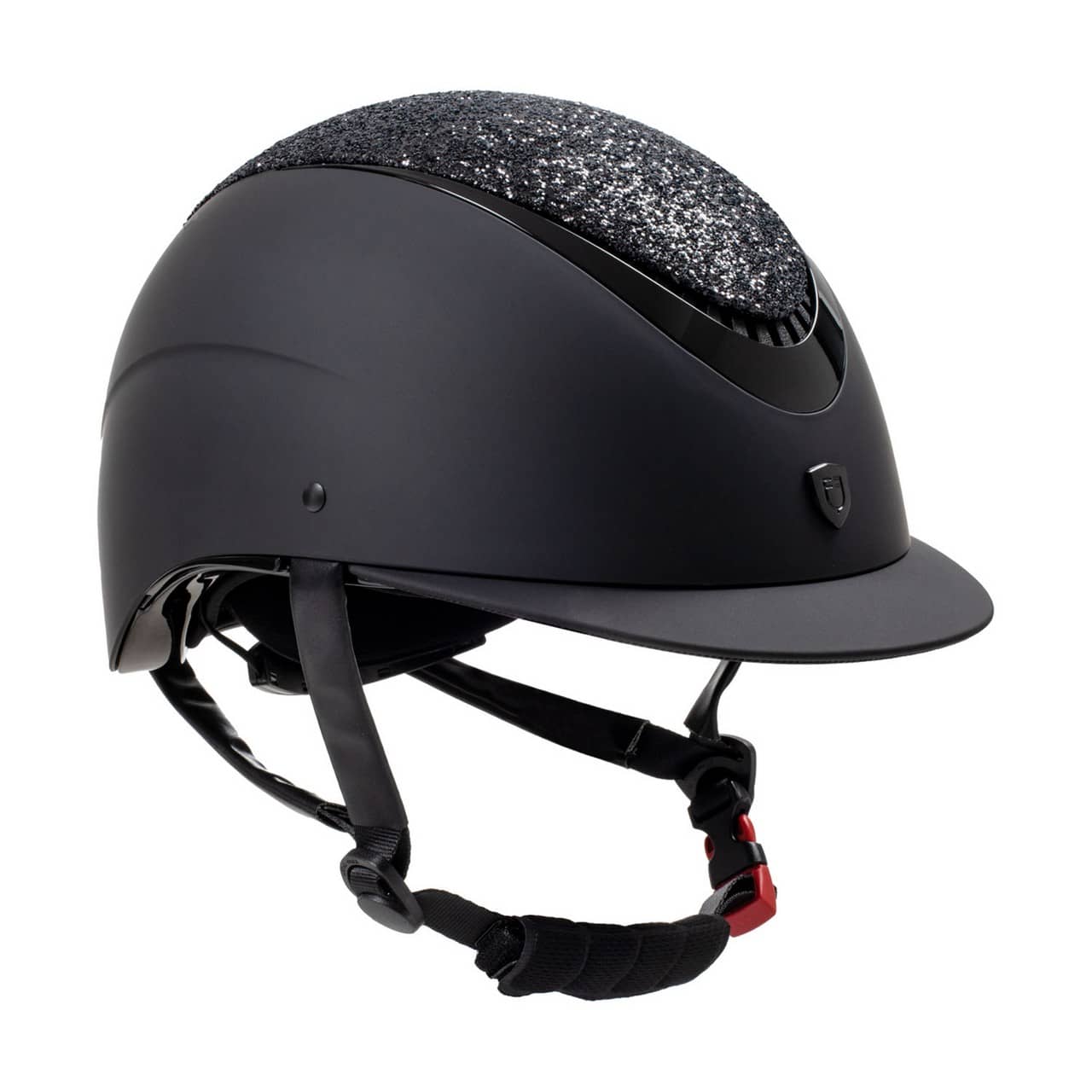 Cap visiera stretta con brillantini omologazione EN 1384-2023