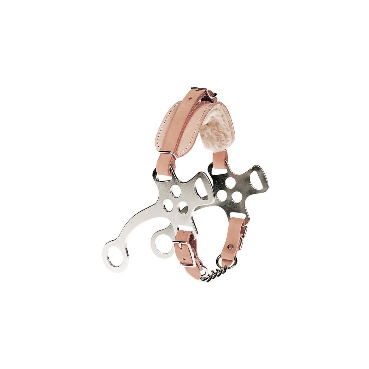 Hackamore in ferro con nasalina in cuoio