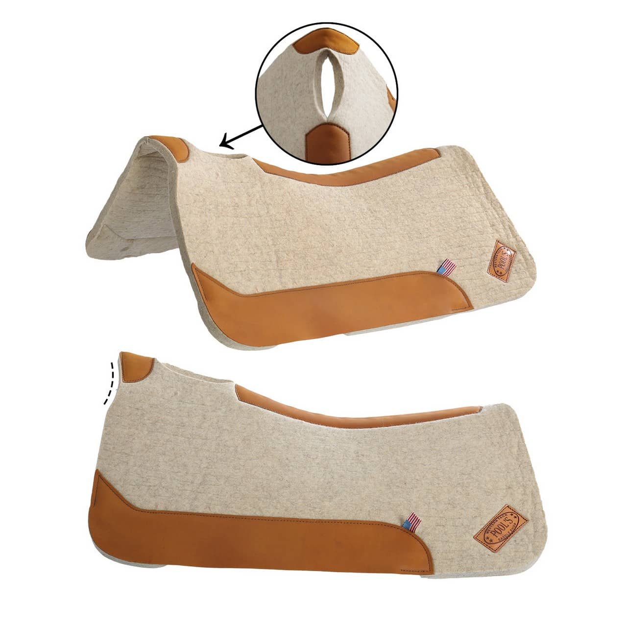 Sottosella western Pool's in feltro di lana, 3/4", 30"x32"