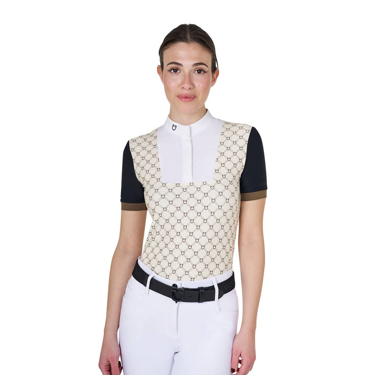 Polo donna da concorso a manica corta con stampa monogram