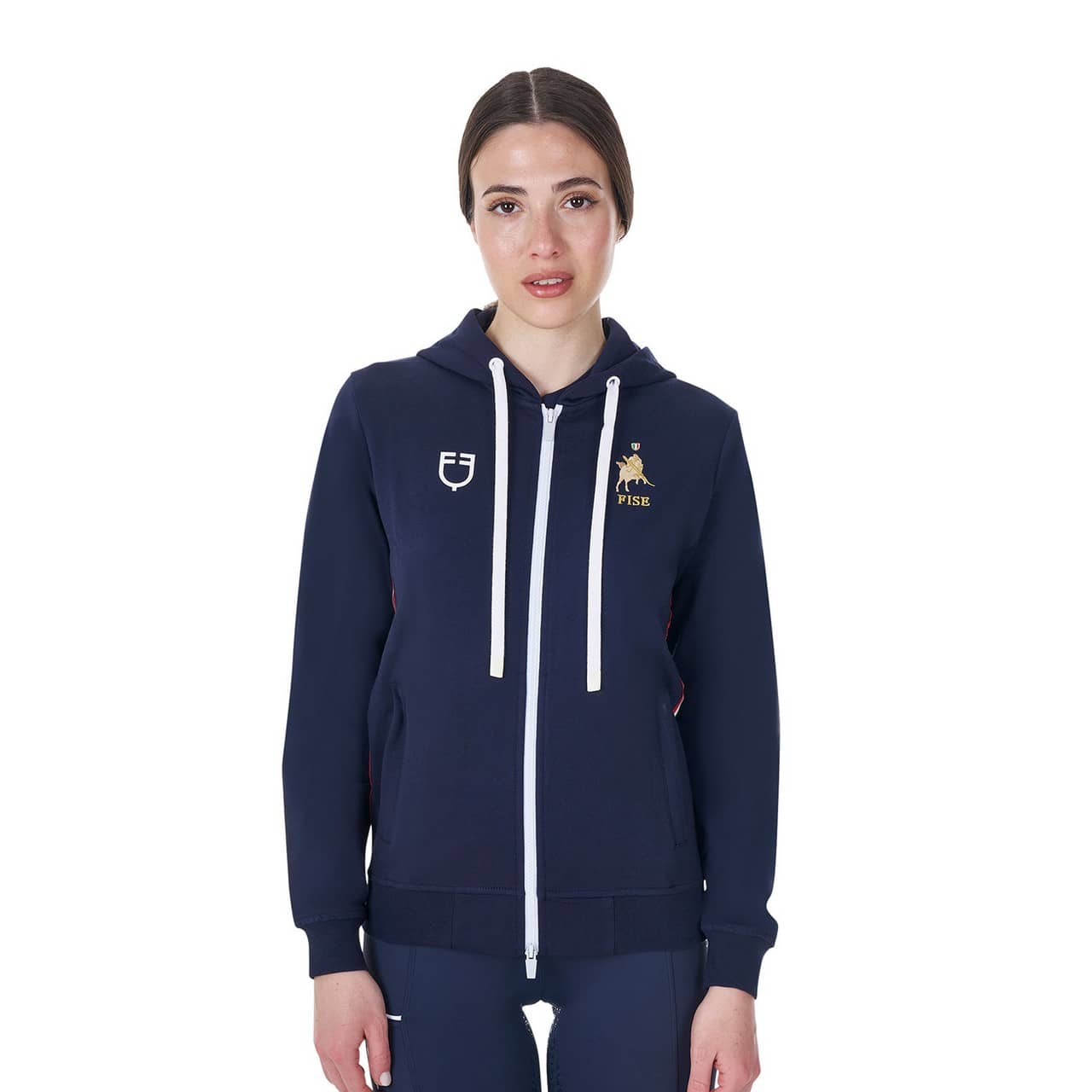 Felpa donna in pile con cappuccio Equestro X FISE