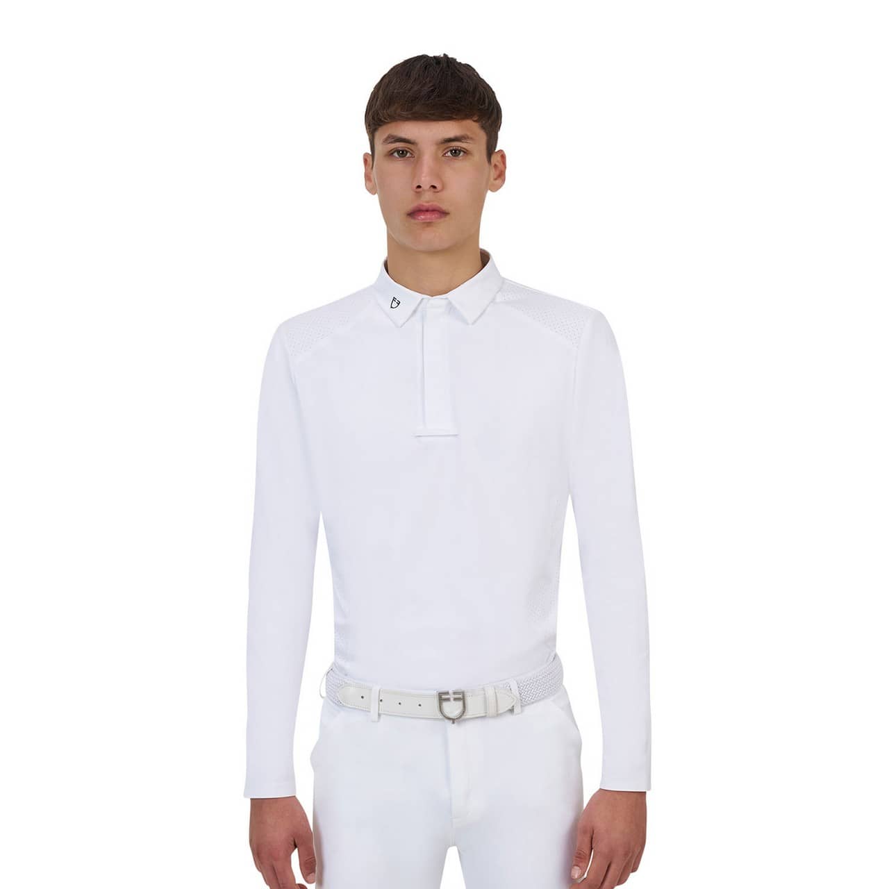 Polo concorso uomo Equestro Ridertechnology manica lunga bottoni (Rif. ETM00174N)