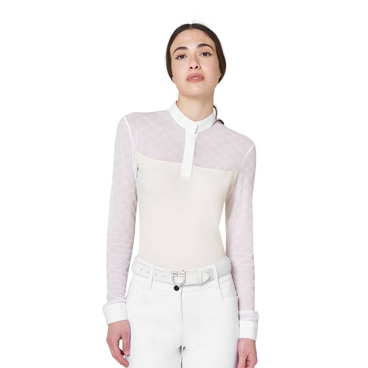 Polo concorso donna maniche lunghe con tulle