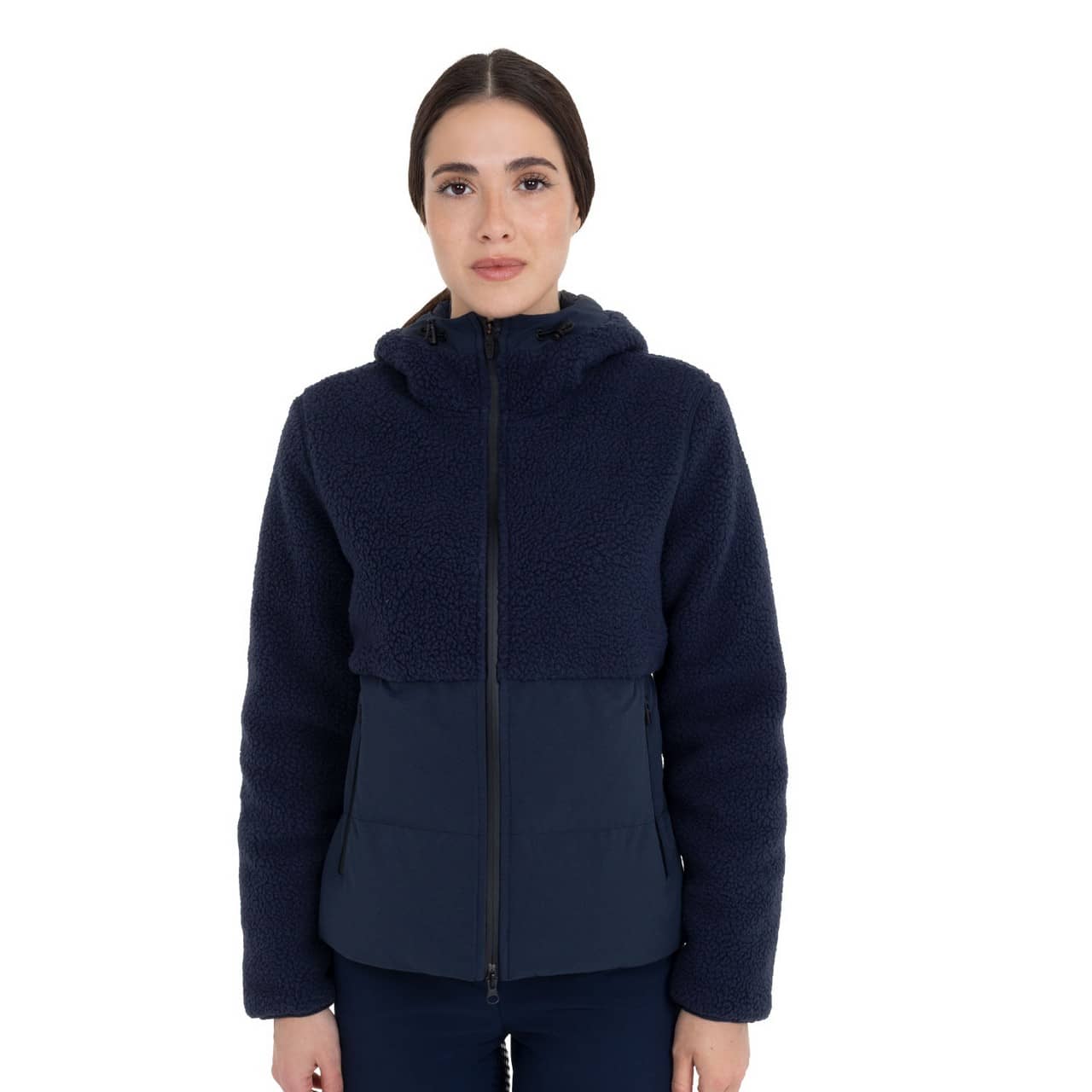 Giacca piumino donna con inserti in teddy