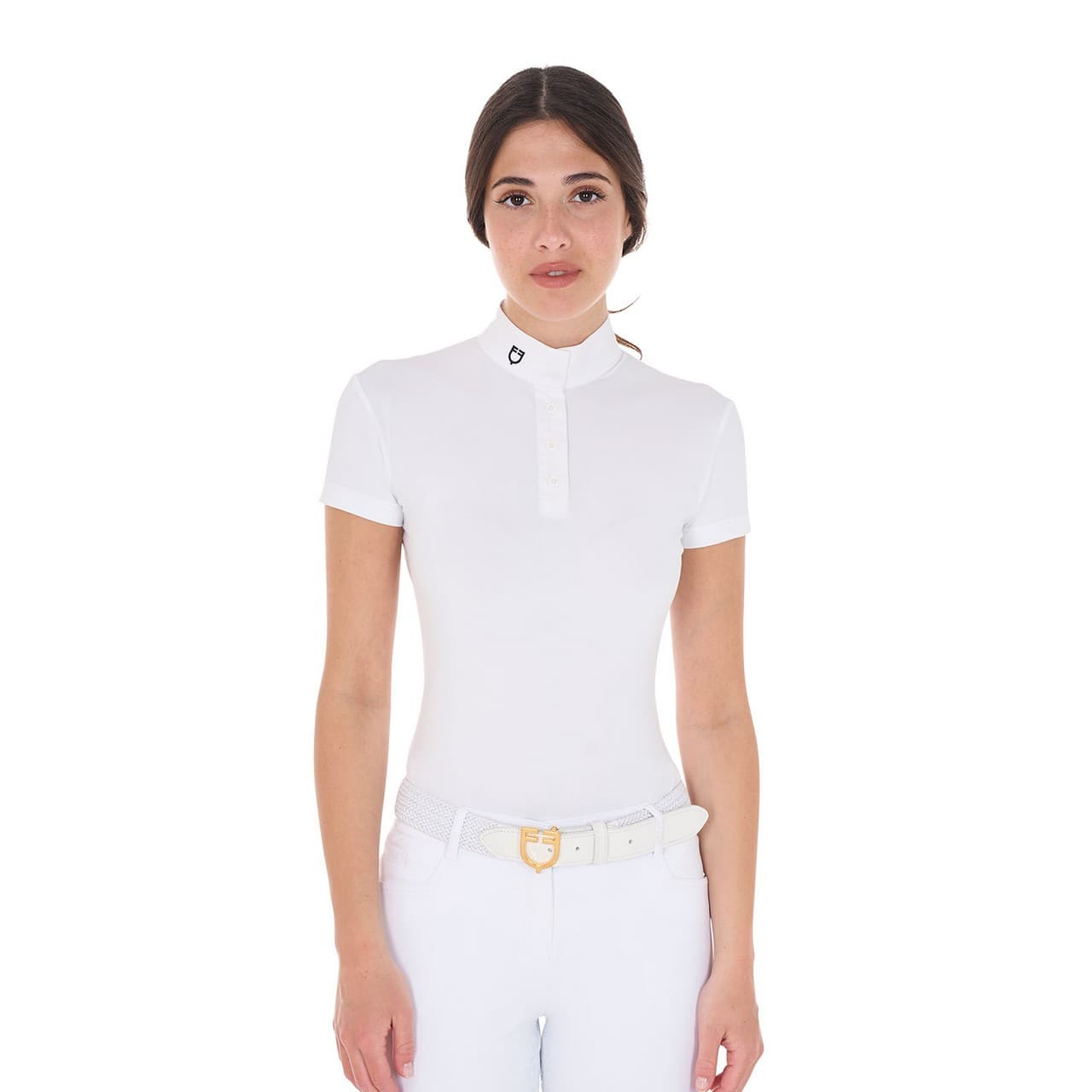 Polo donna da concorso slim fit colletto coreano, vista 1