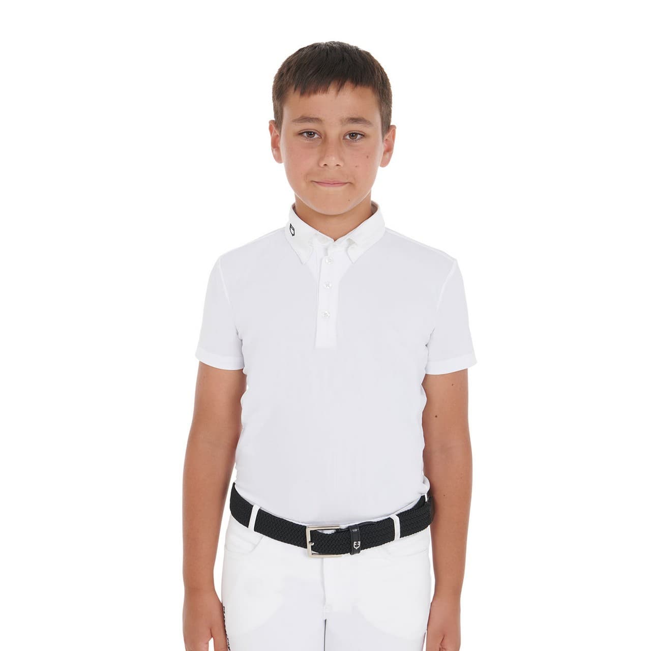 Polo bambino da concorso slim fit quattro bottoni, vista 1