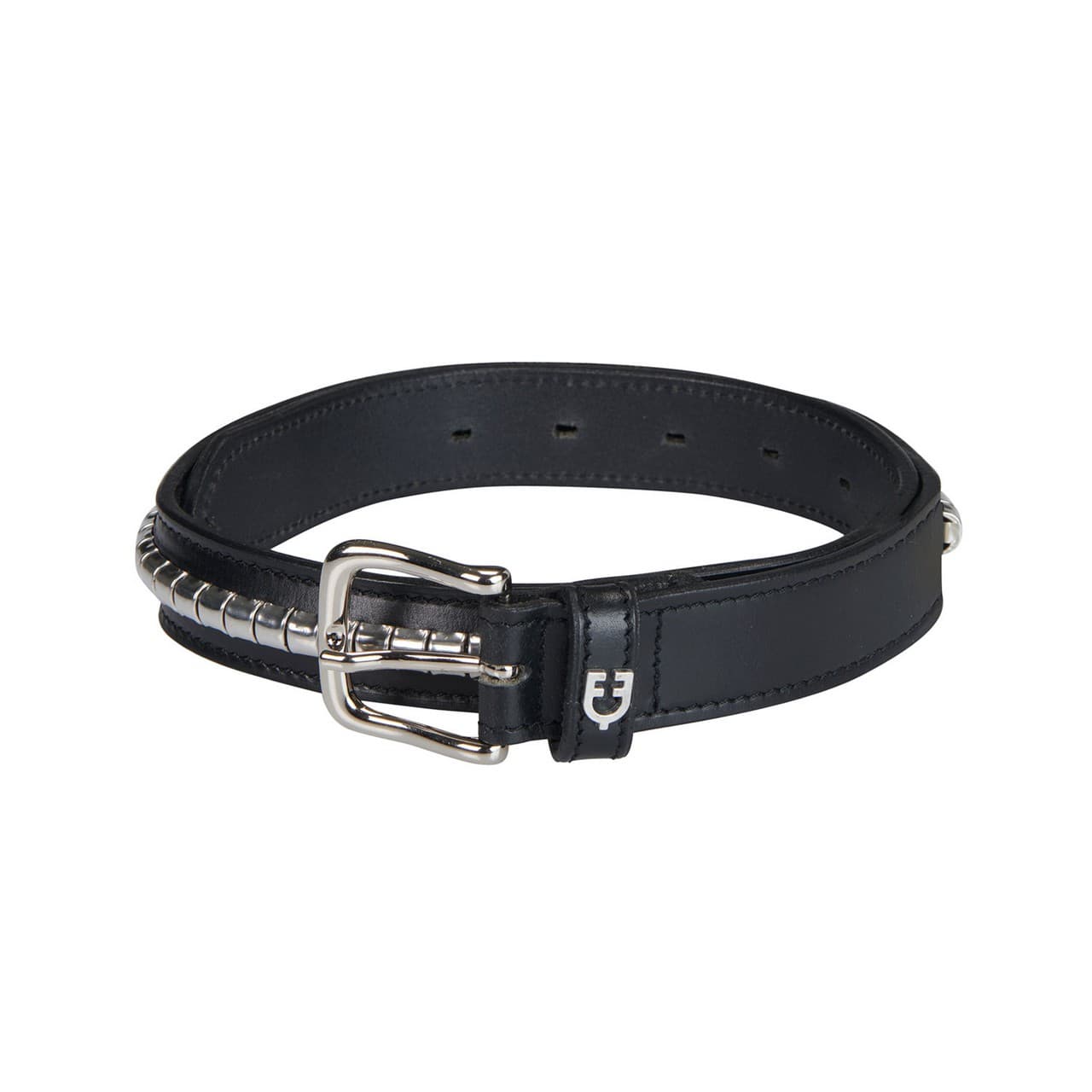 Cintura in cuoio con clincher argento, vista 1