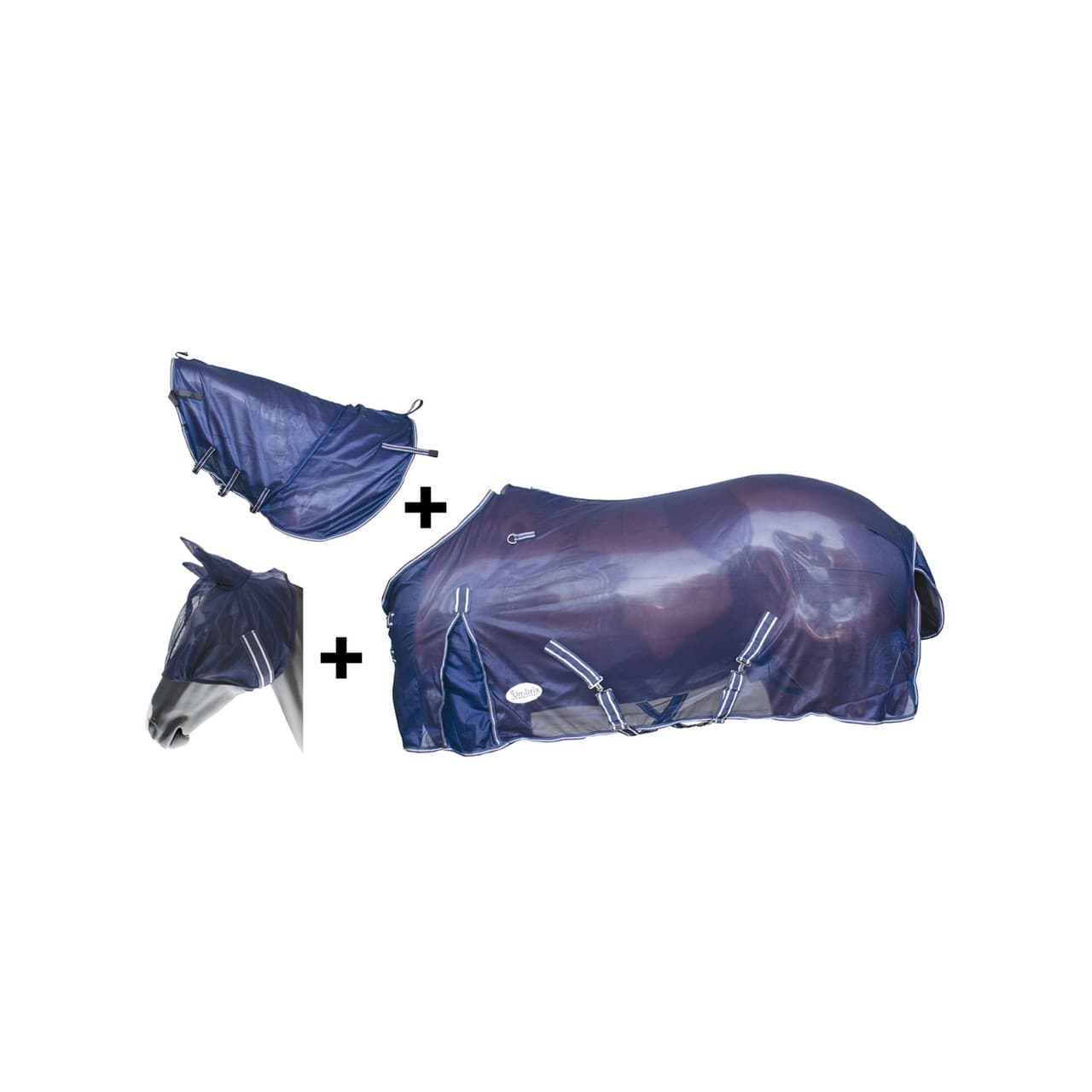 Coperta a rete superiore con copricollo e maschera modello Viana, vista 1