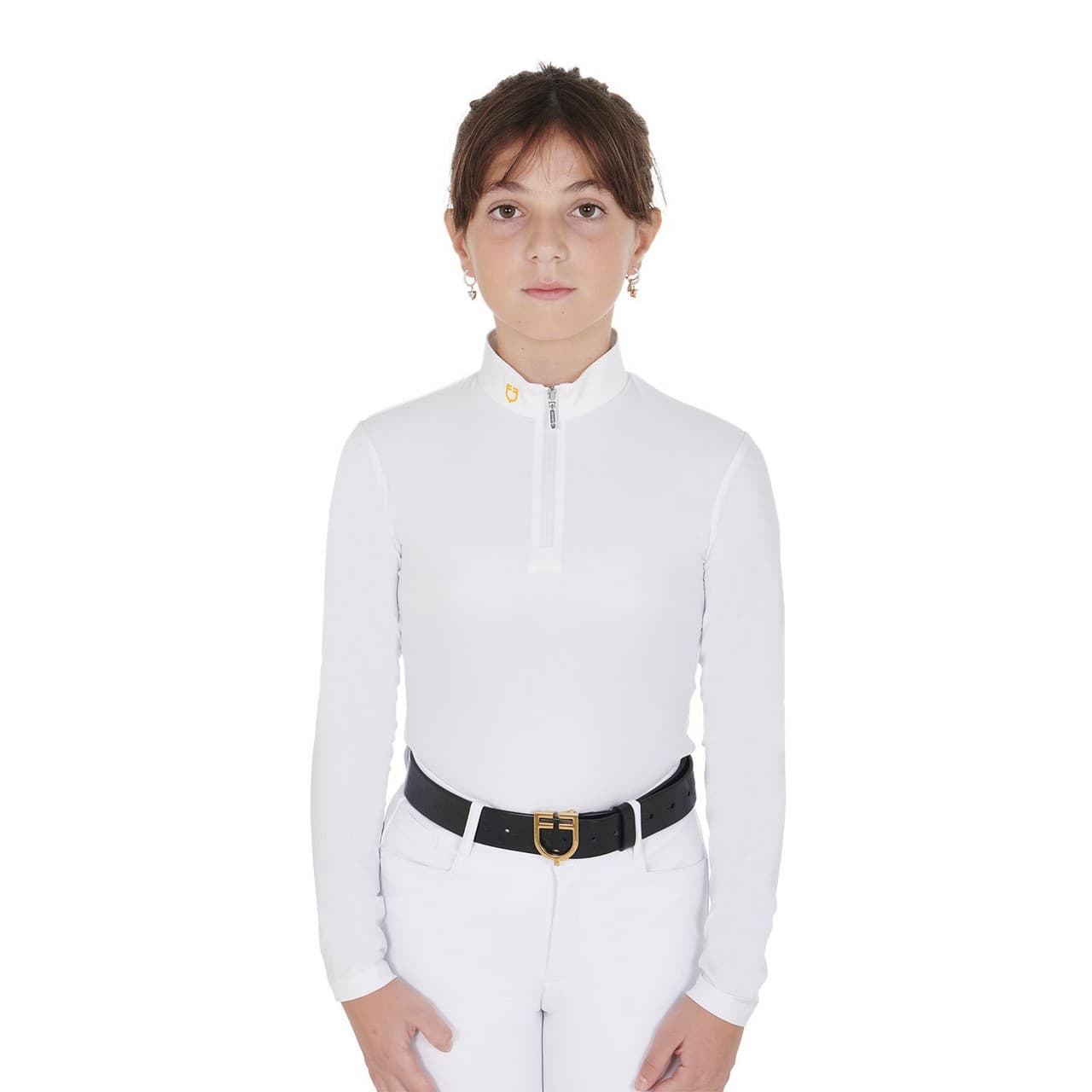 Polo bambina slim fit in tessuto tecnico felpato, vista 1