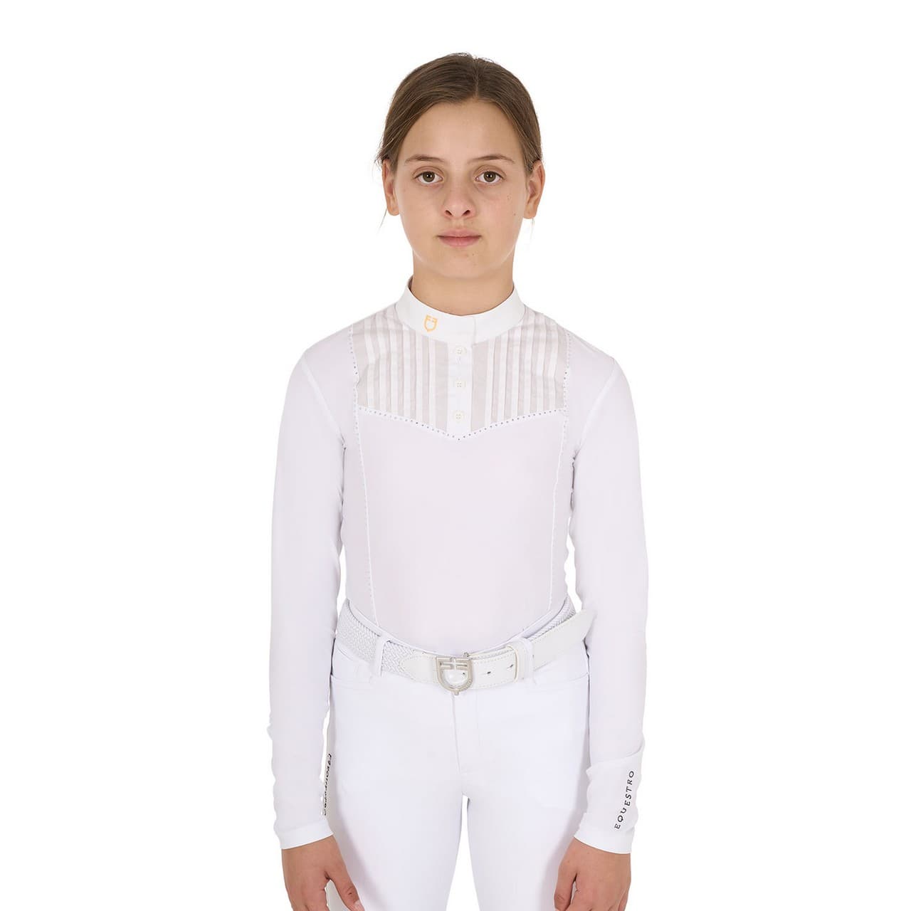 Polo bambina slim fit concorso con strass, vista 1
