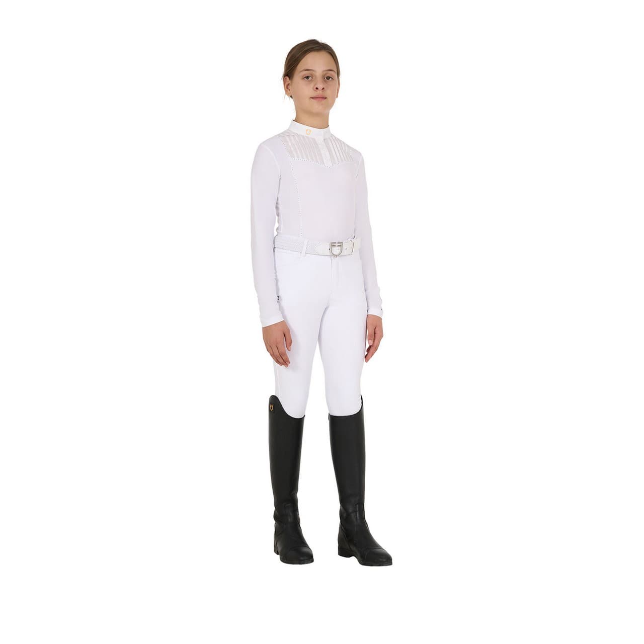 Polo bambina slim fit concorso con strass, vista 5