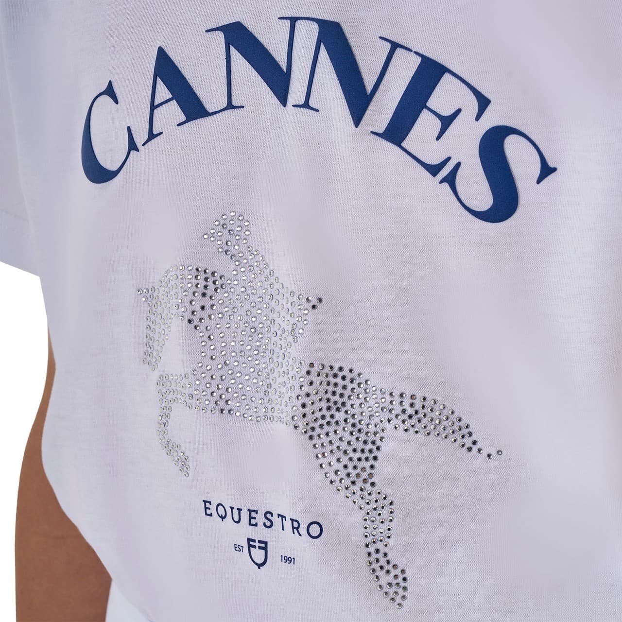 T-shirt bambina Cannes in cotone con strass, vista 3