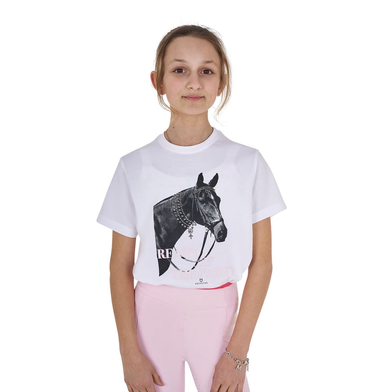 T-shirt bambina Ready To The Party in cotone con strass, vista 1