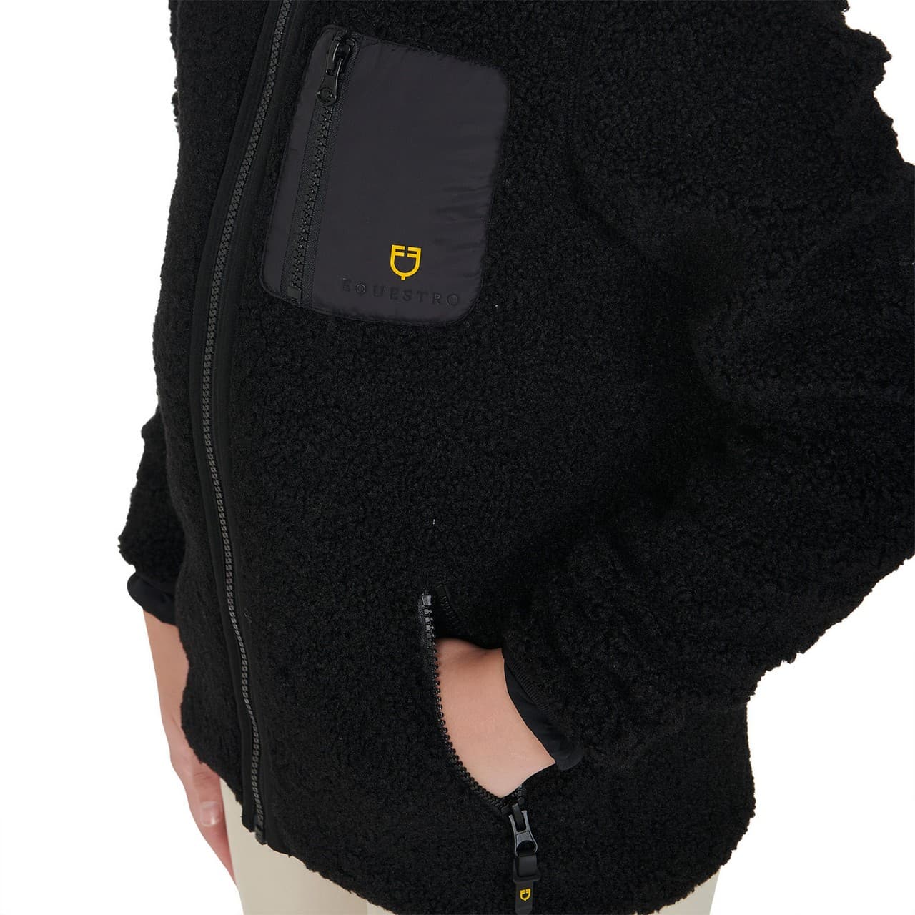 Felpa bambina in pile ricciolo con zip frontale, vista 3