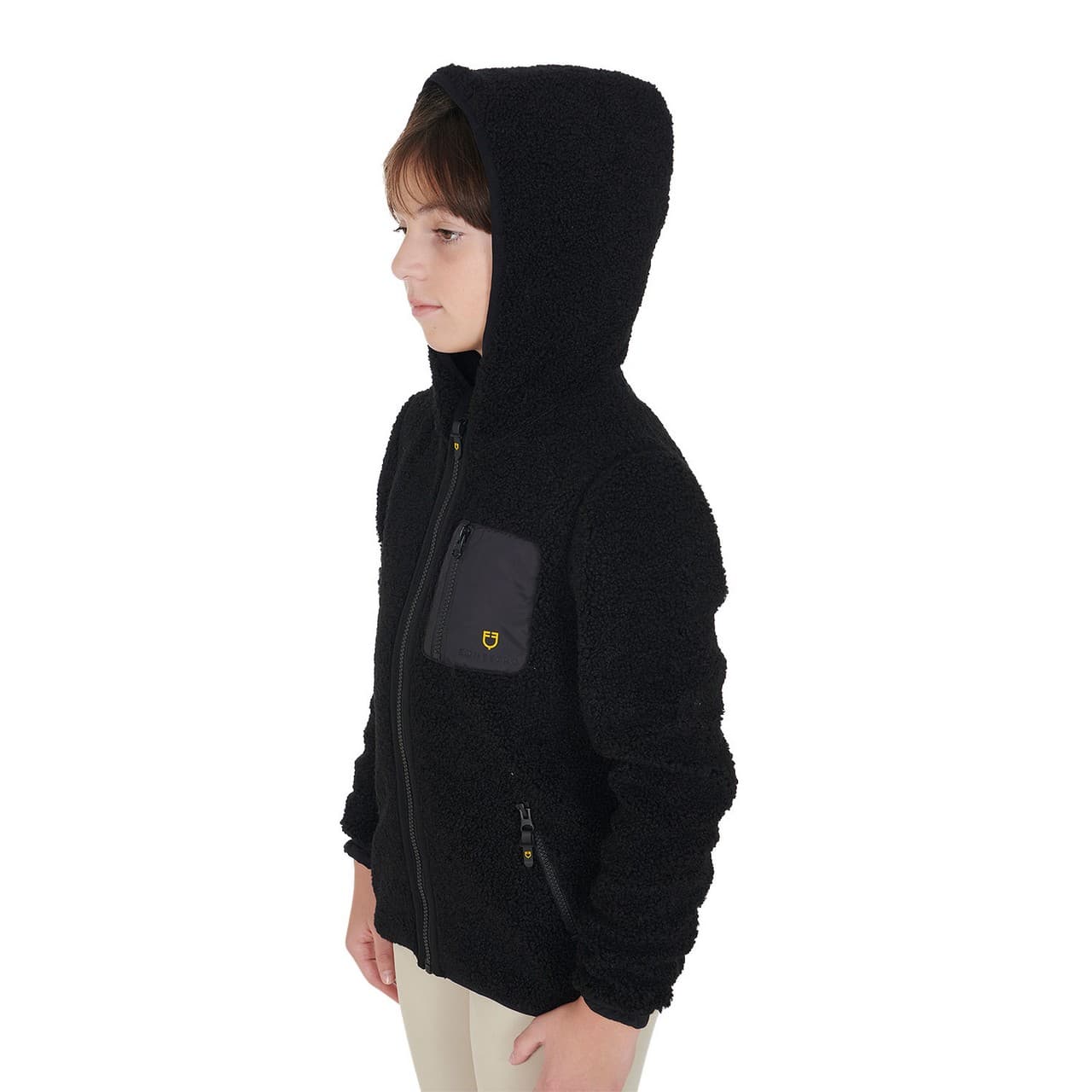 Felpa bambina in pile ricciolo con zip frontale, vista 4