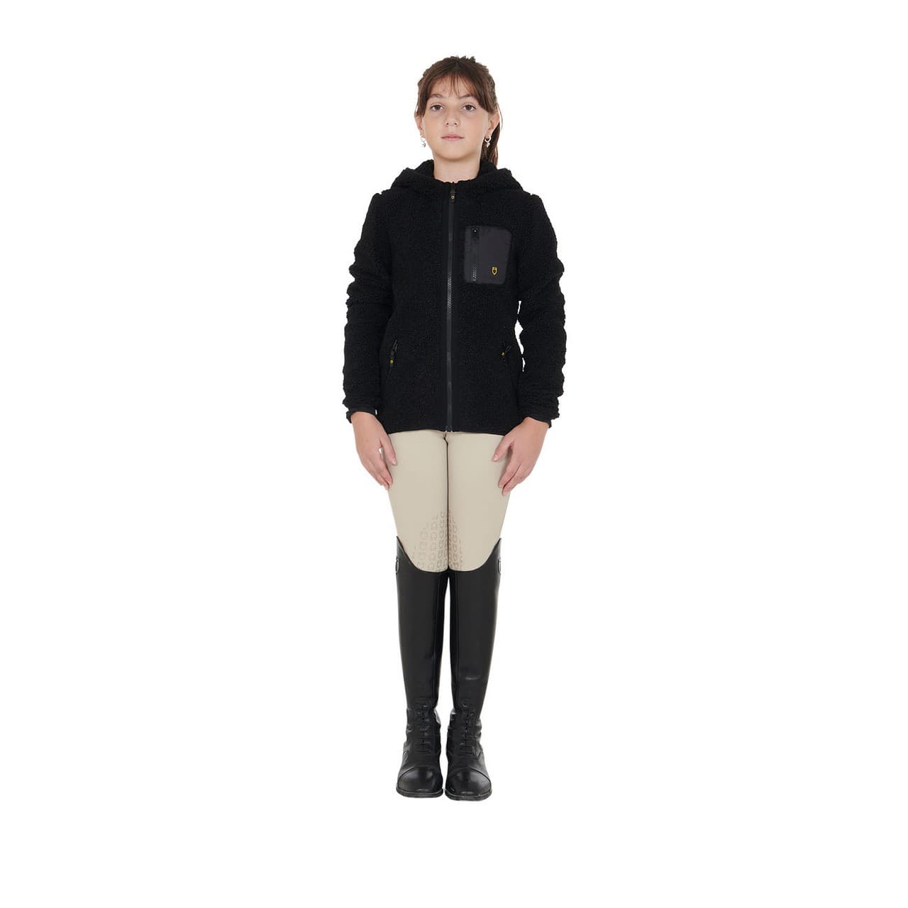 Felpa bambina in pile ricciolo con zip frontale, vista 6