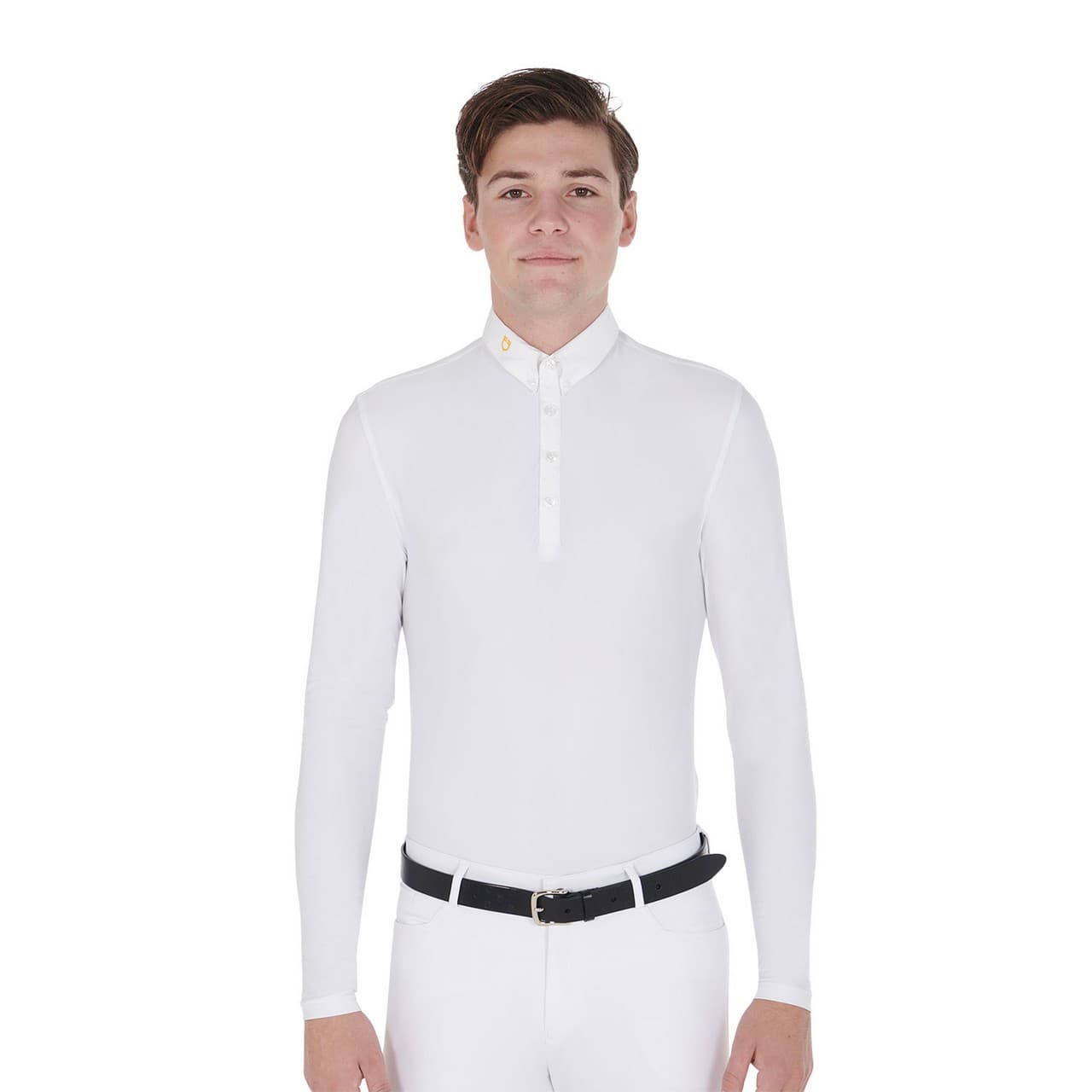 Polo uomo manica lunga in tessuto tecnico felpato, vista 1