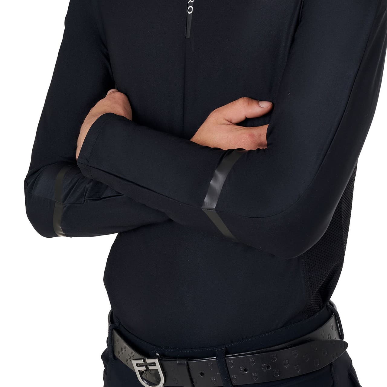 Polo uomo da allenamento slim fit manica lunga, vista 3
