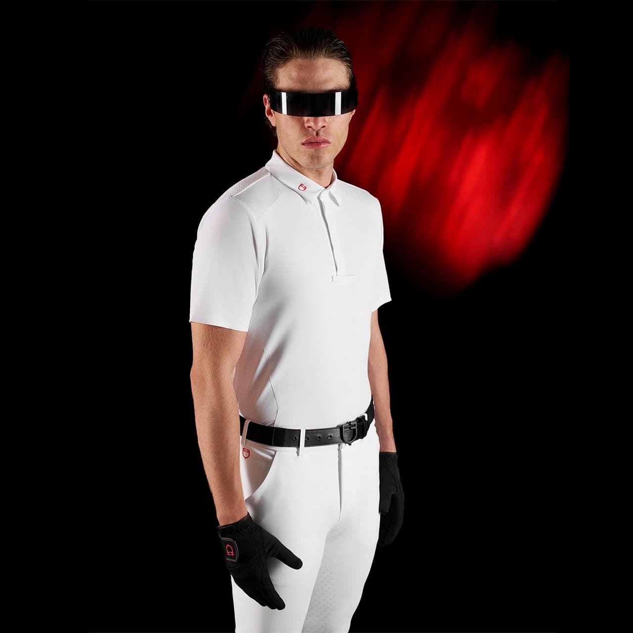 Polo concorso uomo Equestro Ridertechnology manica corta bottoni (Rif. ETM00173), vista 9
