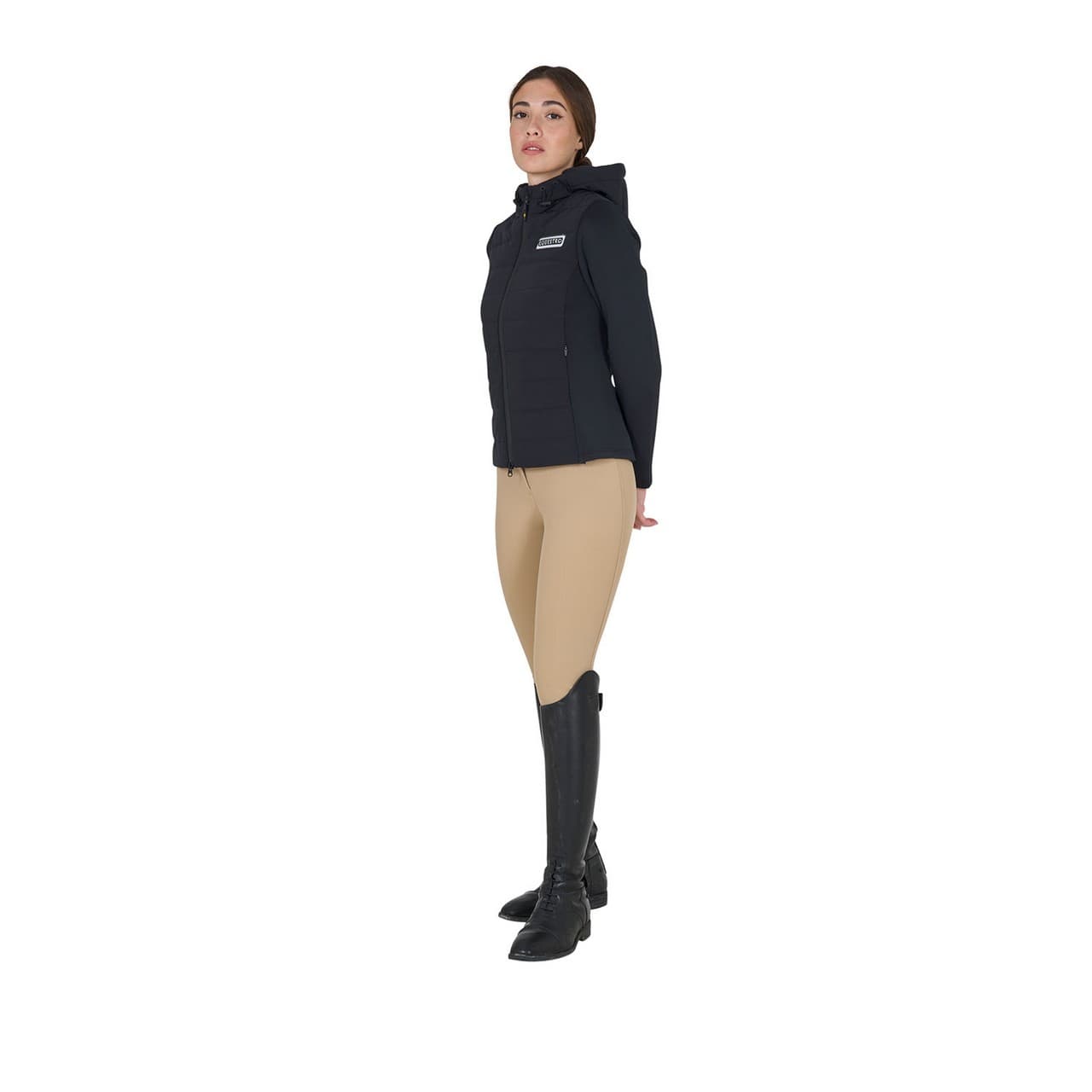 Piumino donna misto tecnico con cappuccio, vista 7
