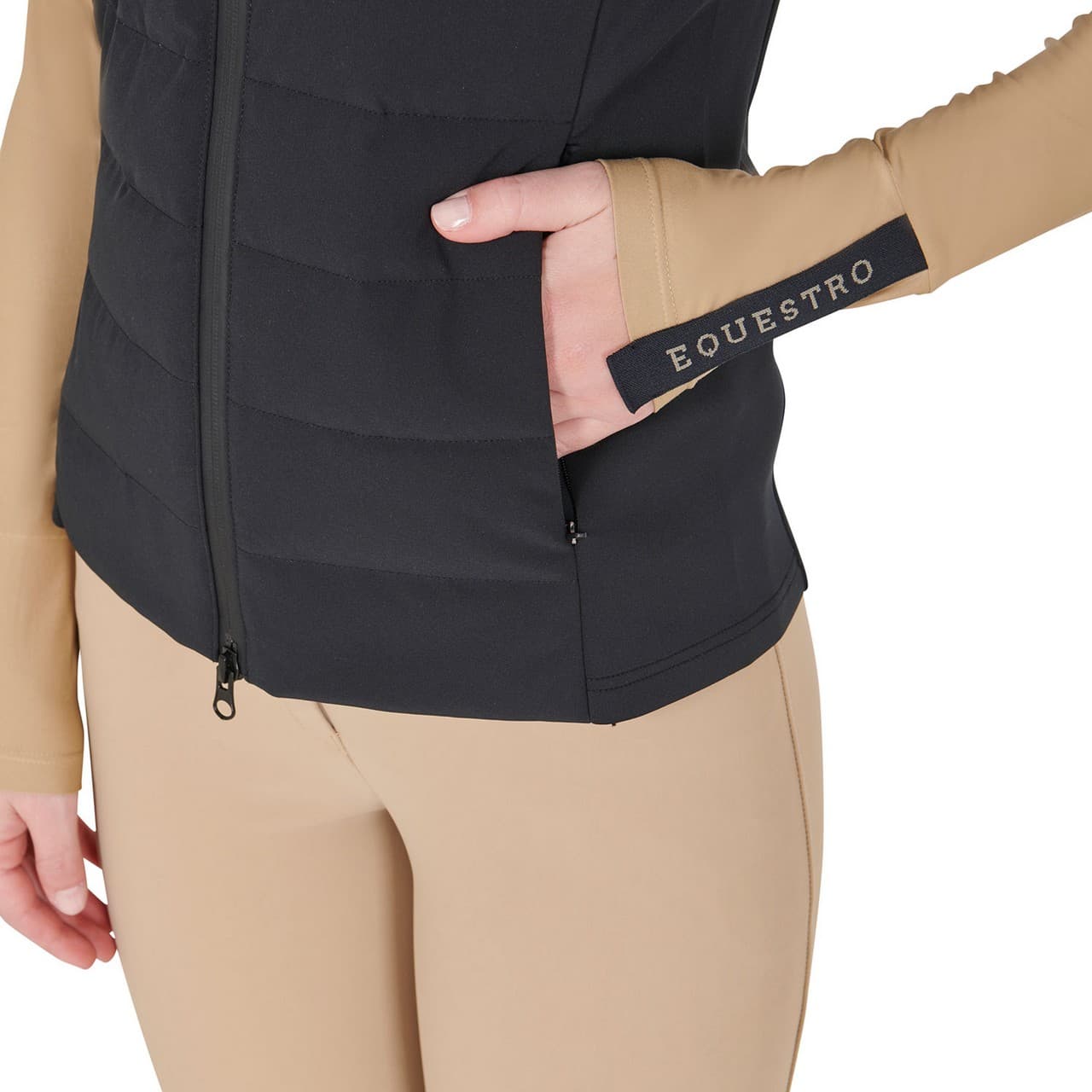 Smanicato donna misto tecnico con zip, vista 3