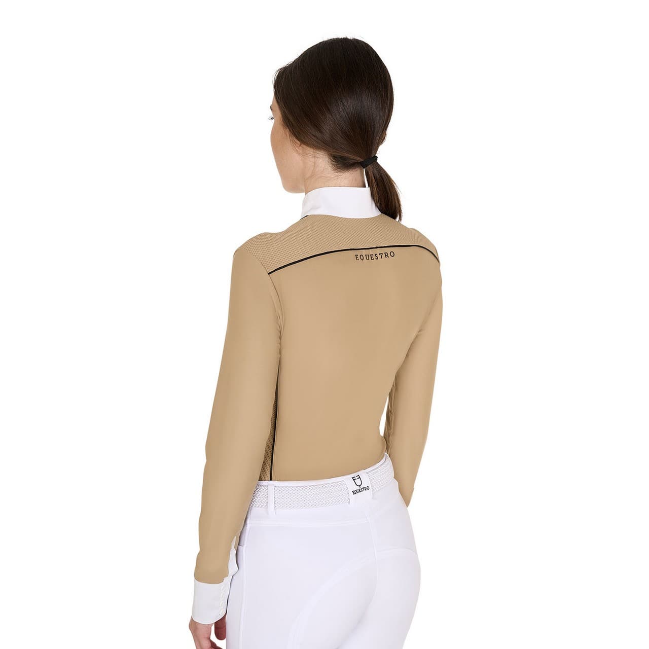 Polo donna slim fit da concorso con inserti in mesh, vista 2