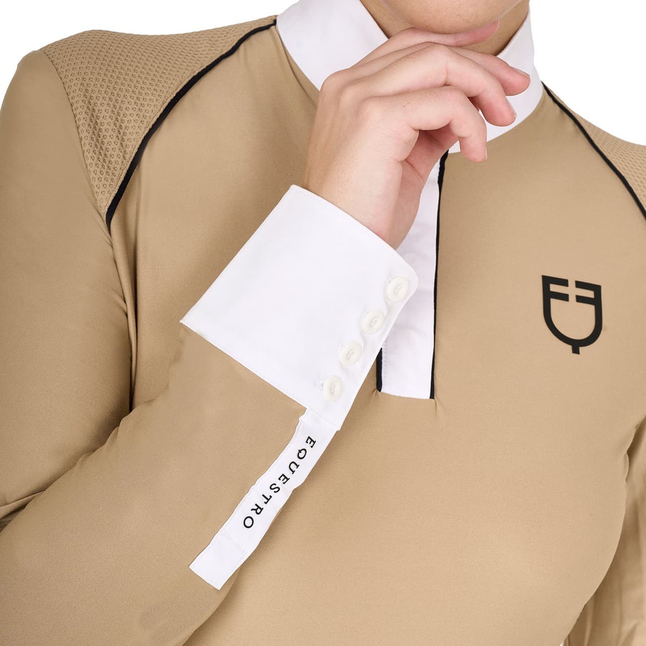 Polo donna slim fit da concorso con inserti in mesh, vista 3