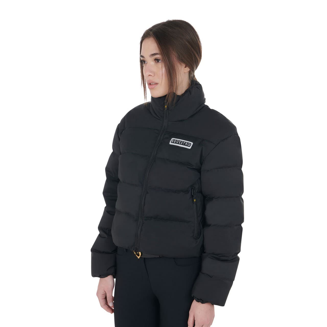 Piumino donna corta in tessuto elasticizzato, vista 5