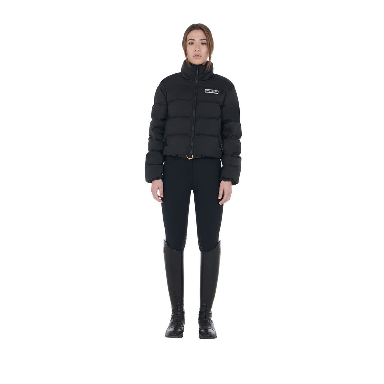 Piumino donna corta in tessuto elasticizzato, vista 7