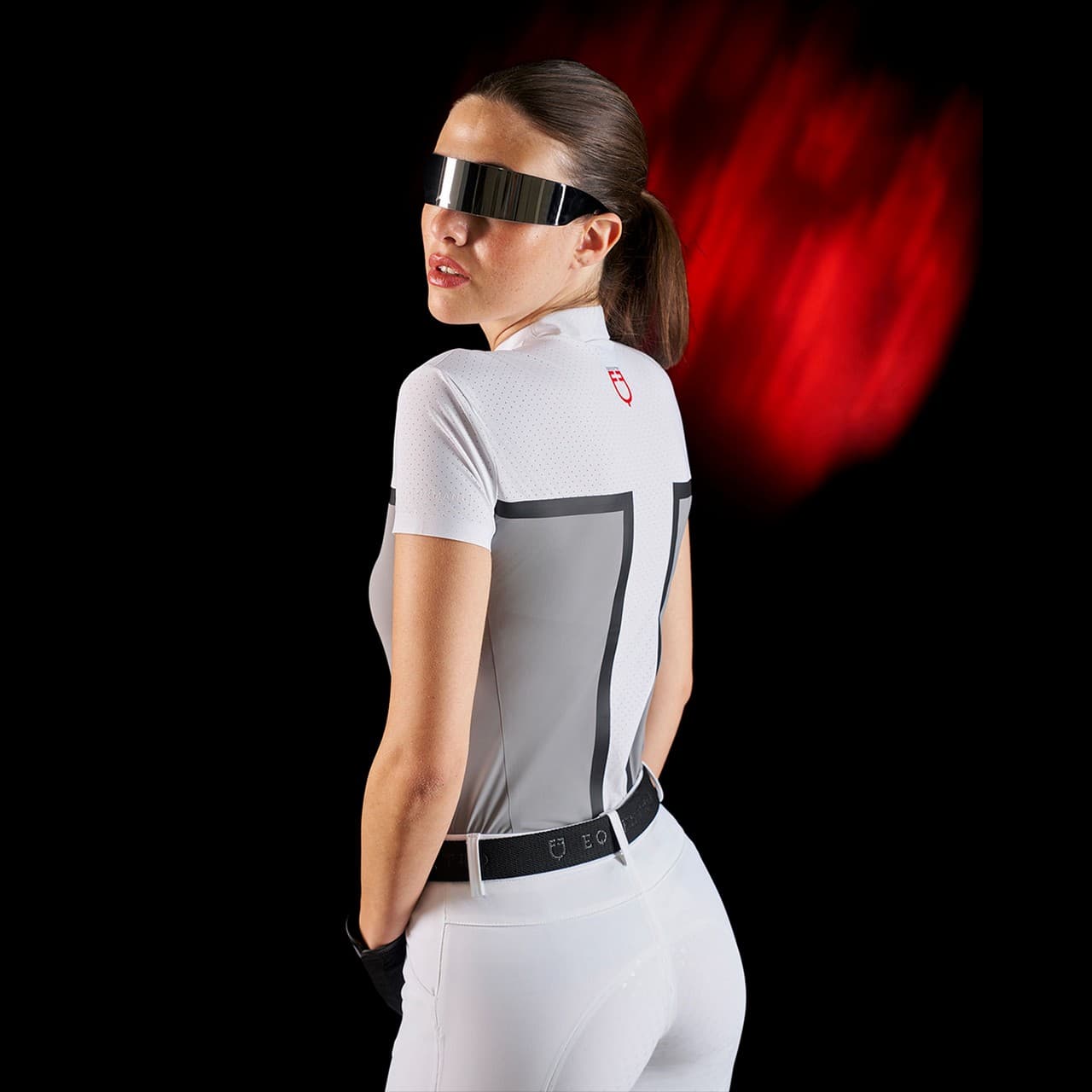 Polo concorso donna Equestro Ridertechnology tessuto traforato (Rif. ETW00172), vista 2