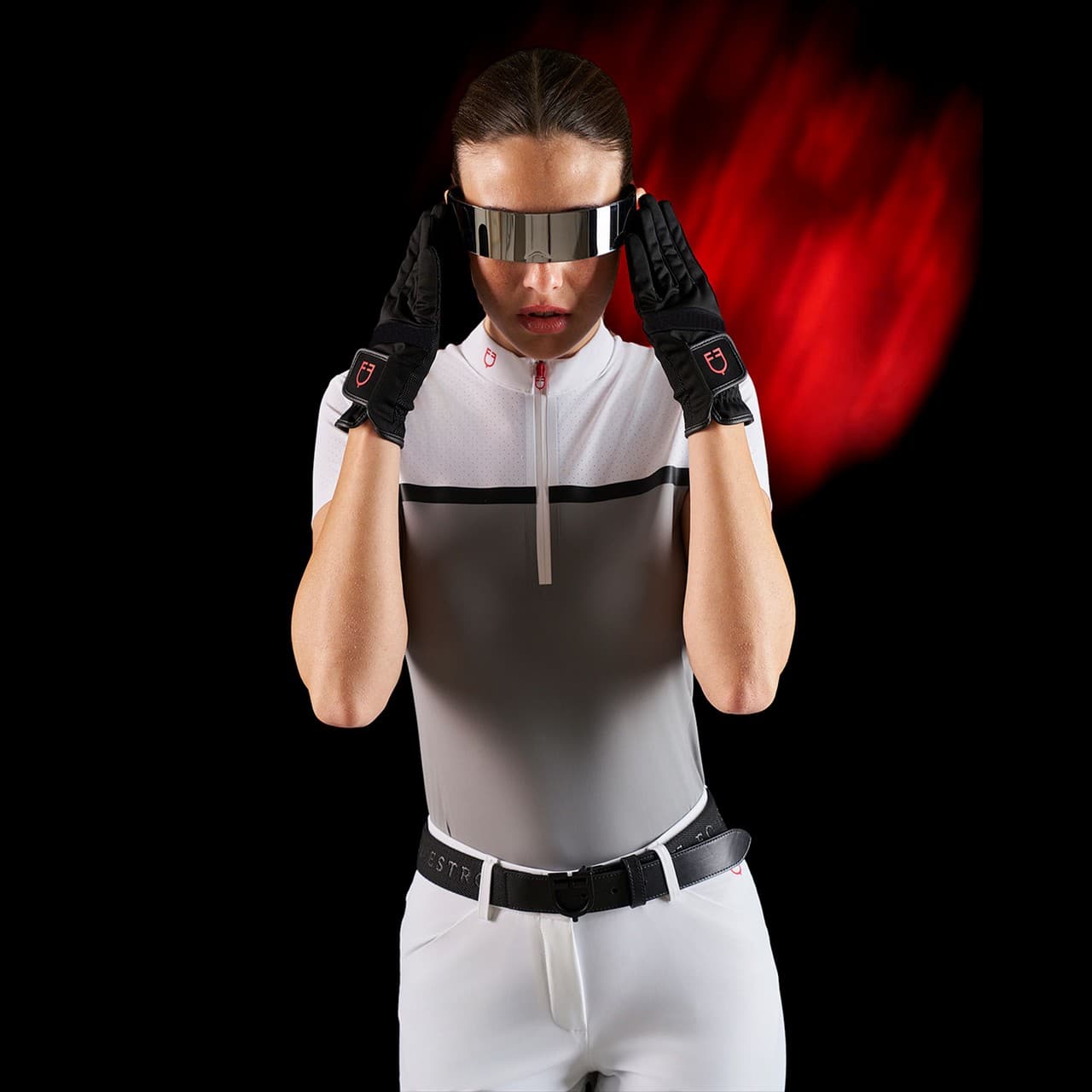 Polo concorso donna Equestro Ridertechnology tessuto traforato (Rif. ETW00172), vista 4