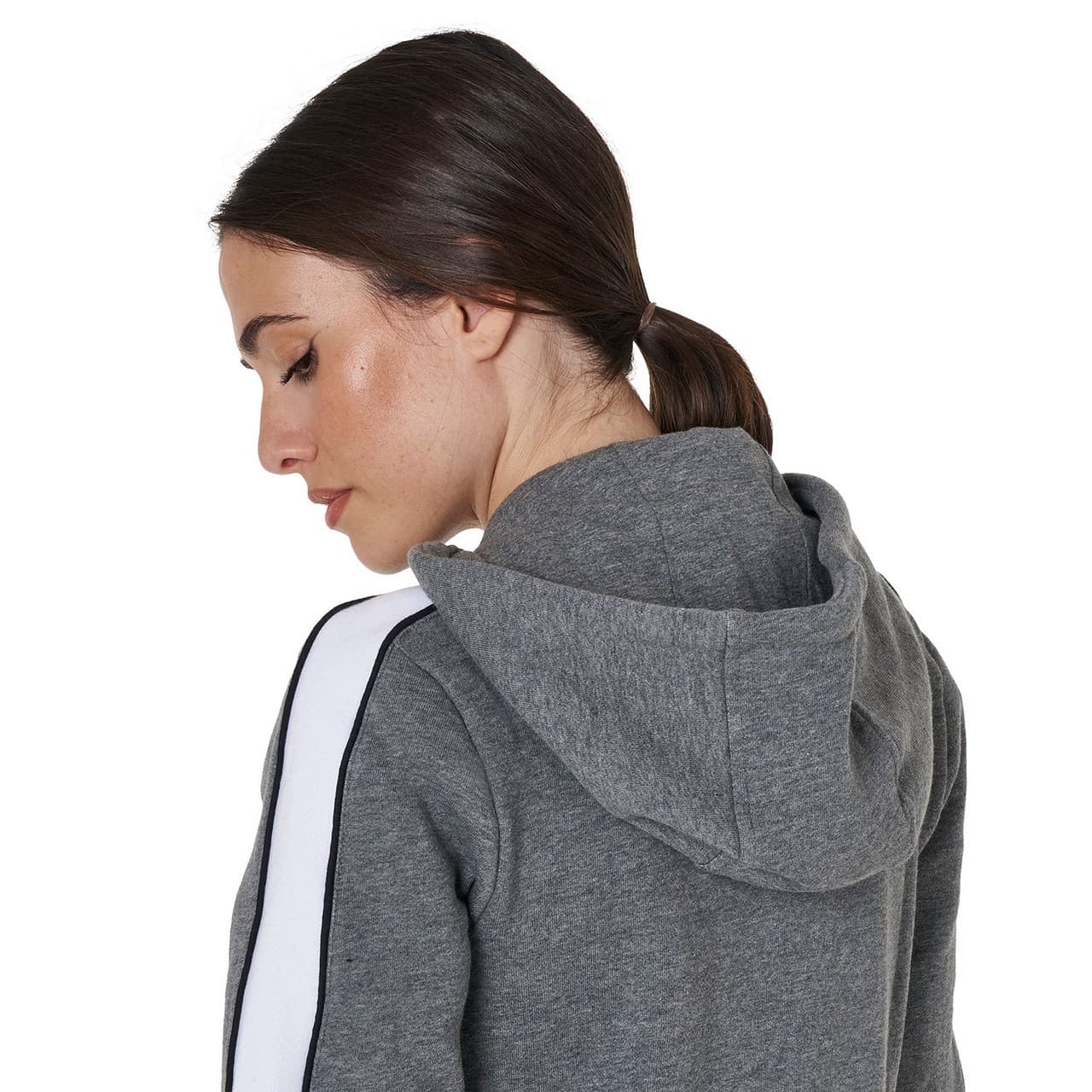 Felpa da donna con cappuccio e zip frontale, vista 2