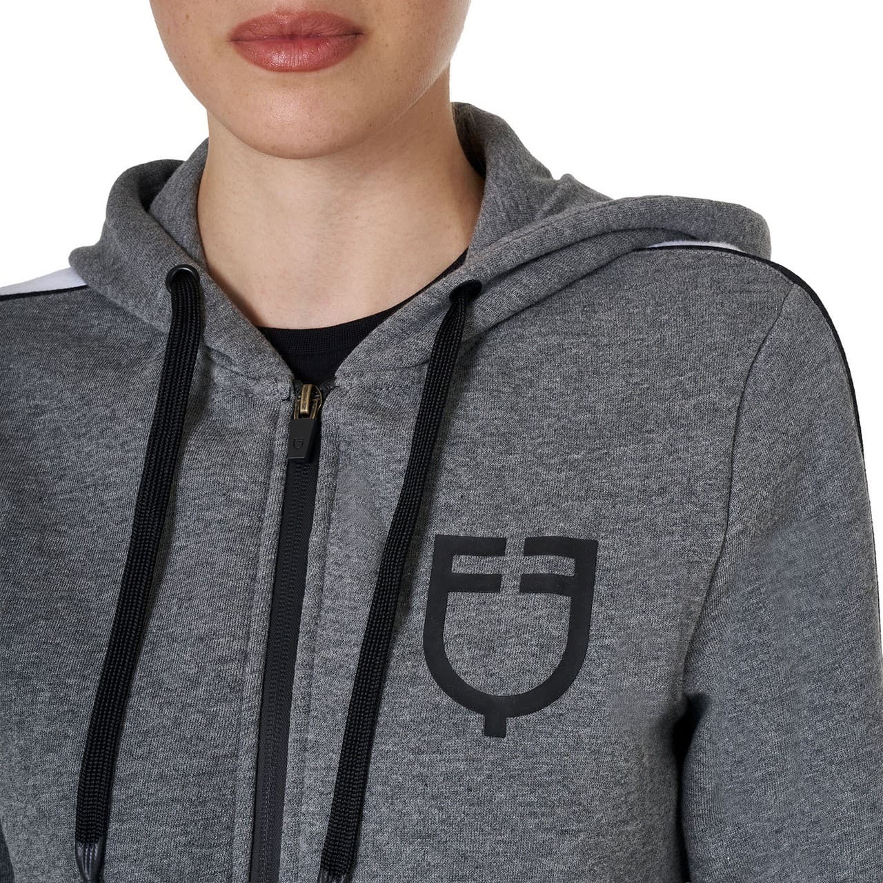 Felpa da donna con cappuccio e zip frontale, vista 3