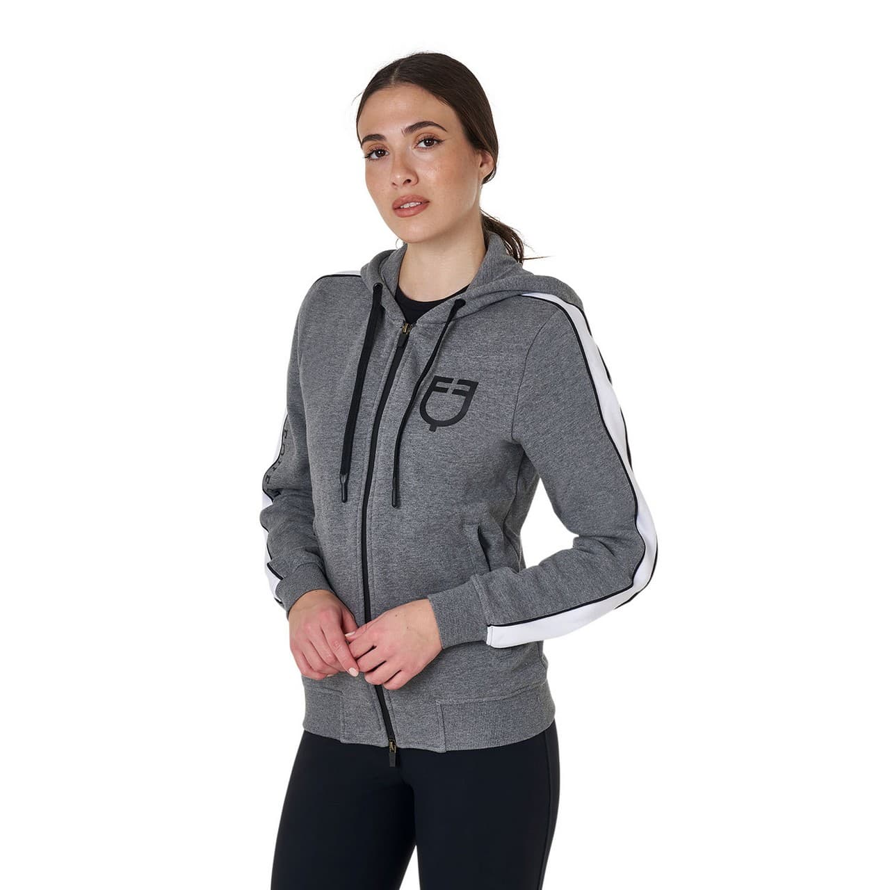 Felpa da donna con cappuccio e zip frontale, vista 5