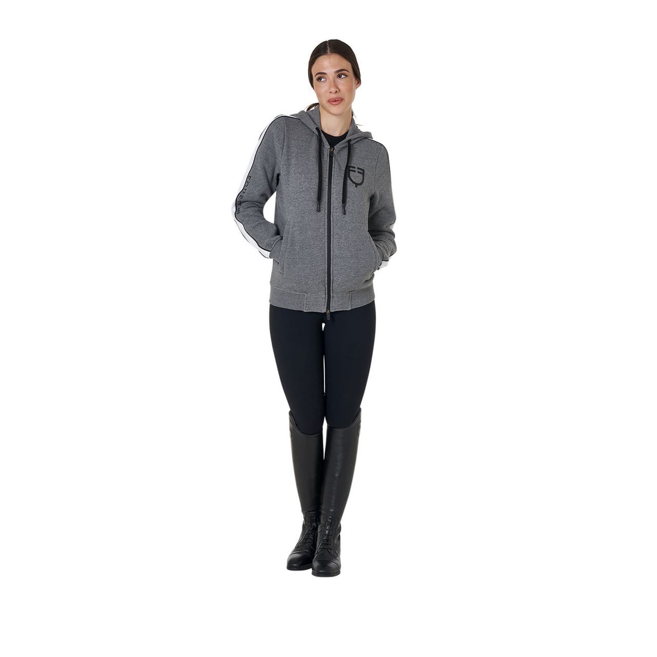 Felpa da donna con cappuccio e zip frontale, vista 7