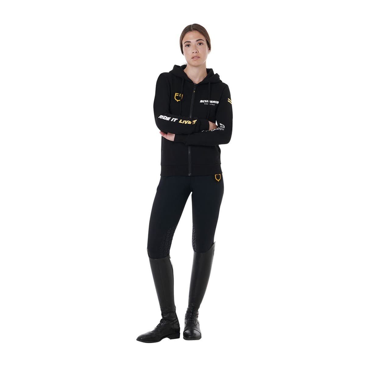 Felpa donna cappuccio Scuderia Equestro interno French terry, vista 6