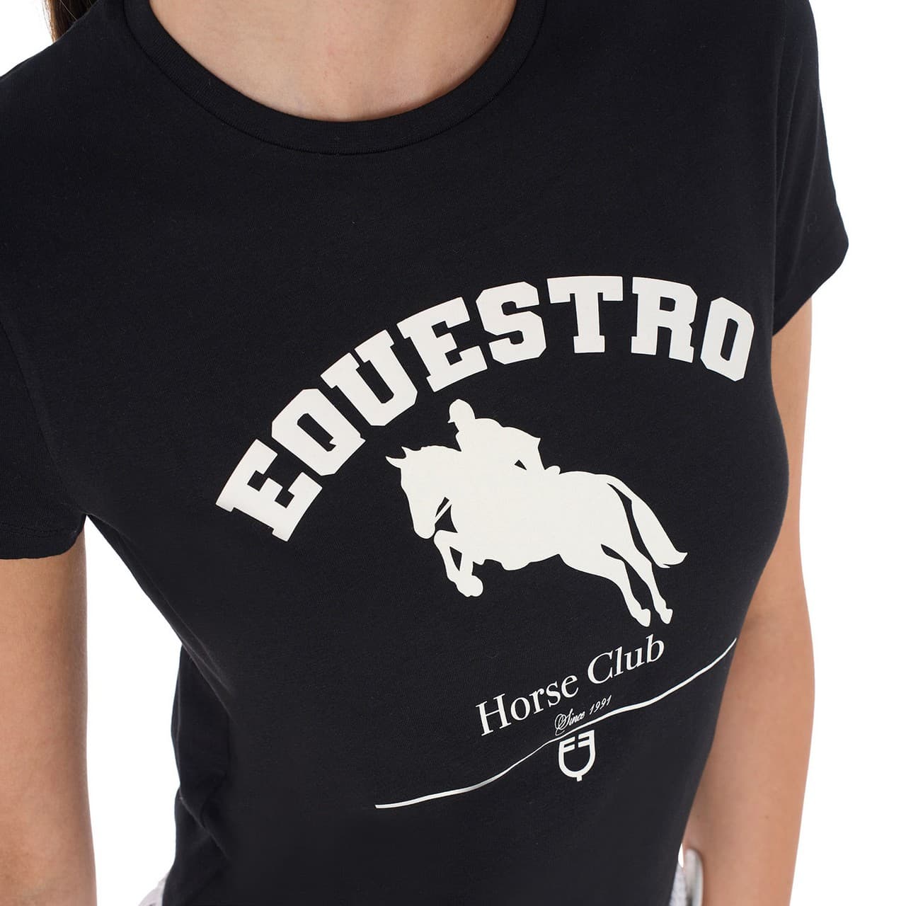 T-shirt donna Jumping Horse Club in cotone, vista 3
