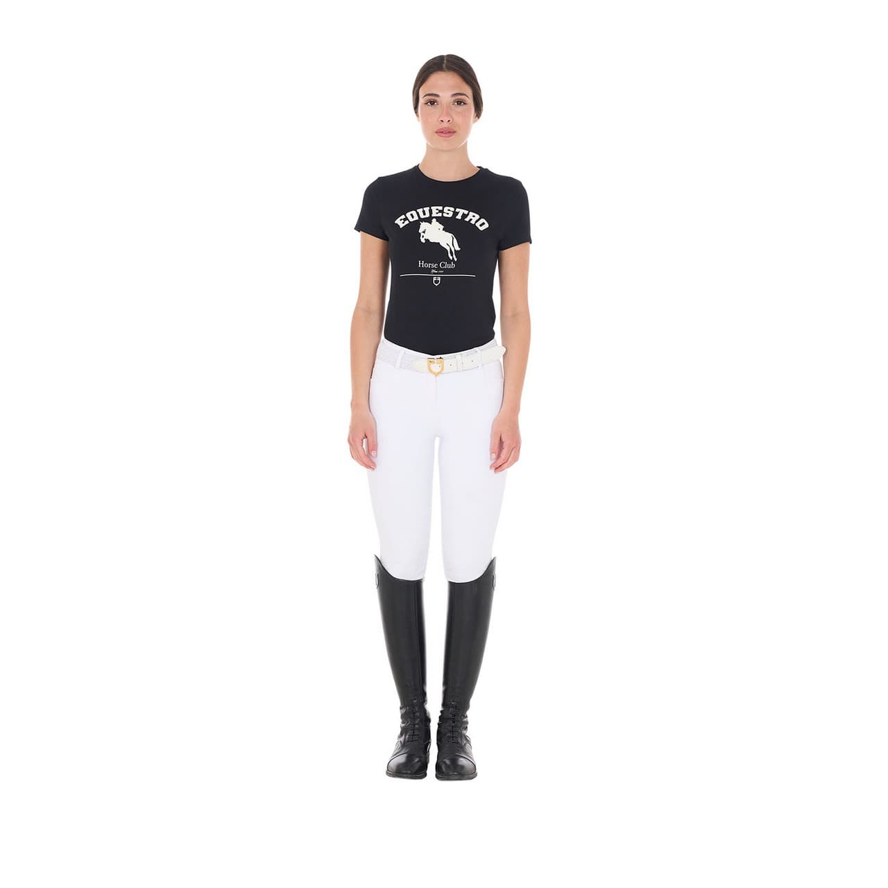 T-shirt donna Jumping Horse Club in cotone, vista 4