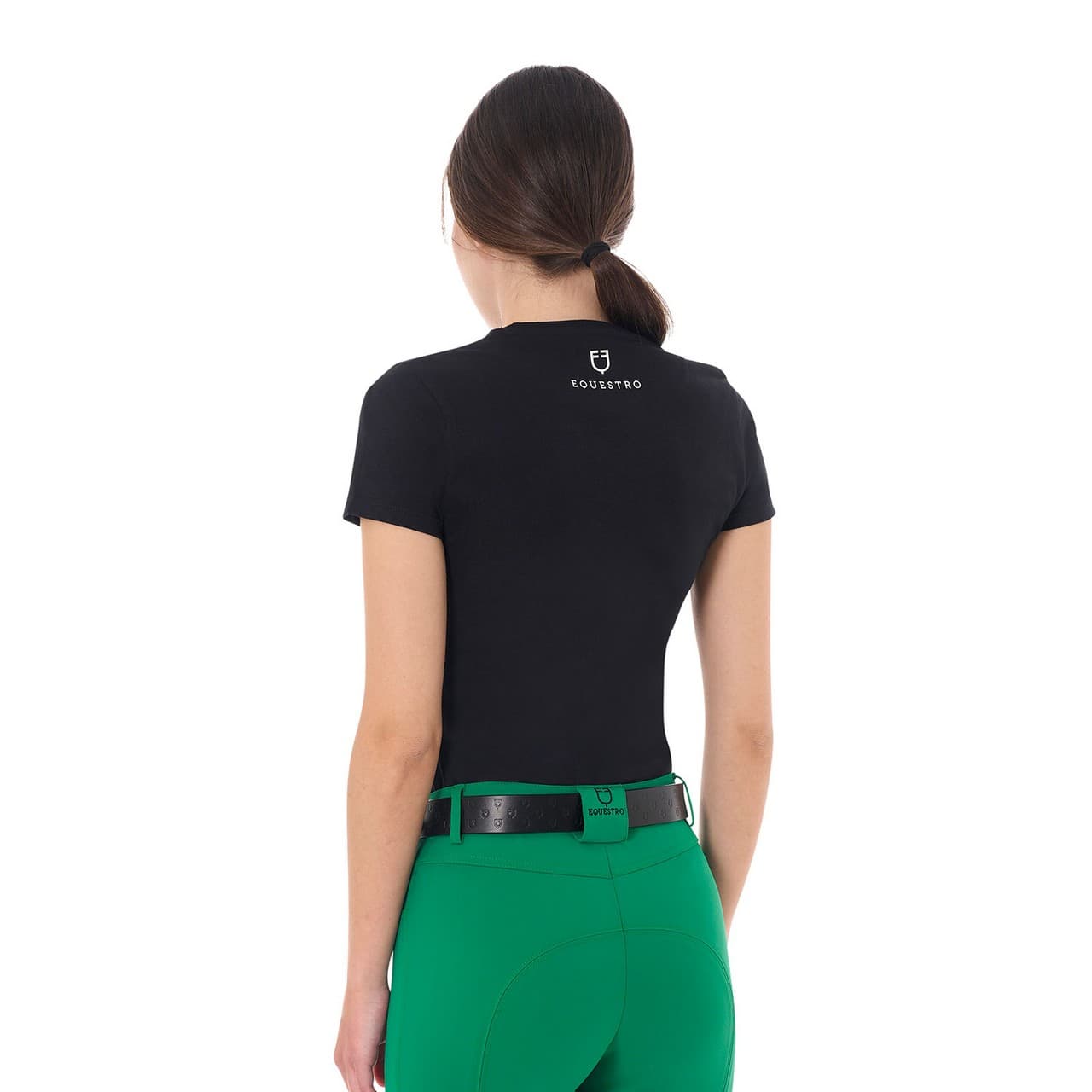 T-shirt donna Stripe Horse Club in cotone, vista 2