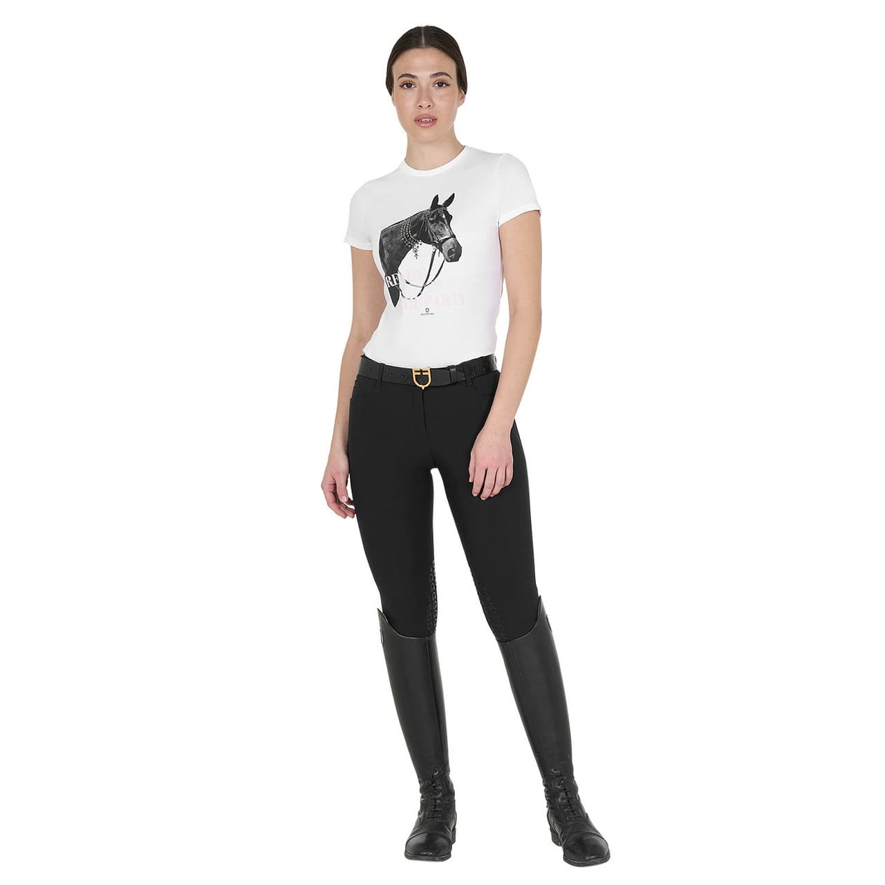 T-shirt donna Ready To The Party in cotone con strass, vista 4